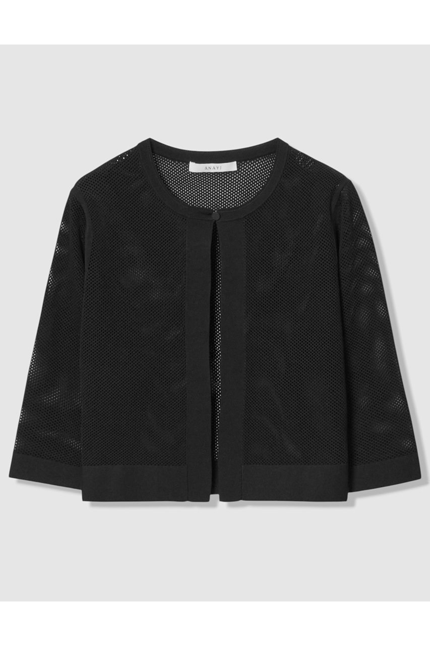 【アナイ/ANAYI】の【セットアップ対応商品】ニッティングメッシュクルー カーディガン インテリア・キッズ・メンズ・レディースファッション・服の通販 founy(ファニー) 　ファッション　Fashion　レディースファッション　Fashion for Women　トップス・カットソー　Cut & Sew Tops　ニット　Knit Tops & Sweaters　カーディガン・羽織り　Layered Style Cardigans　おすすめ　Recommended / Our Picks　カーディガン　Cardigan, Knitwear　ショート　Short, Short Length　シンプル　Simple, Minimal　セットアップ　Set-Up, Coordinated Outfit　バランス　Balance, Style Balance　ミックス　Mix, Mixed Style　メッシュ　Mesh, Net Fabric　レース　Lace, Lace Fabric　夏　Summer　新作・新入荷　New Arrivals / New In　ブラック|ID: prp329100004875803 ipo3291000000036367498