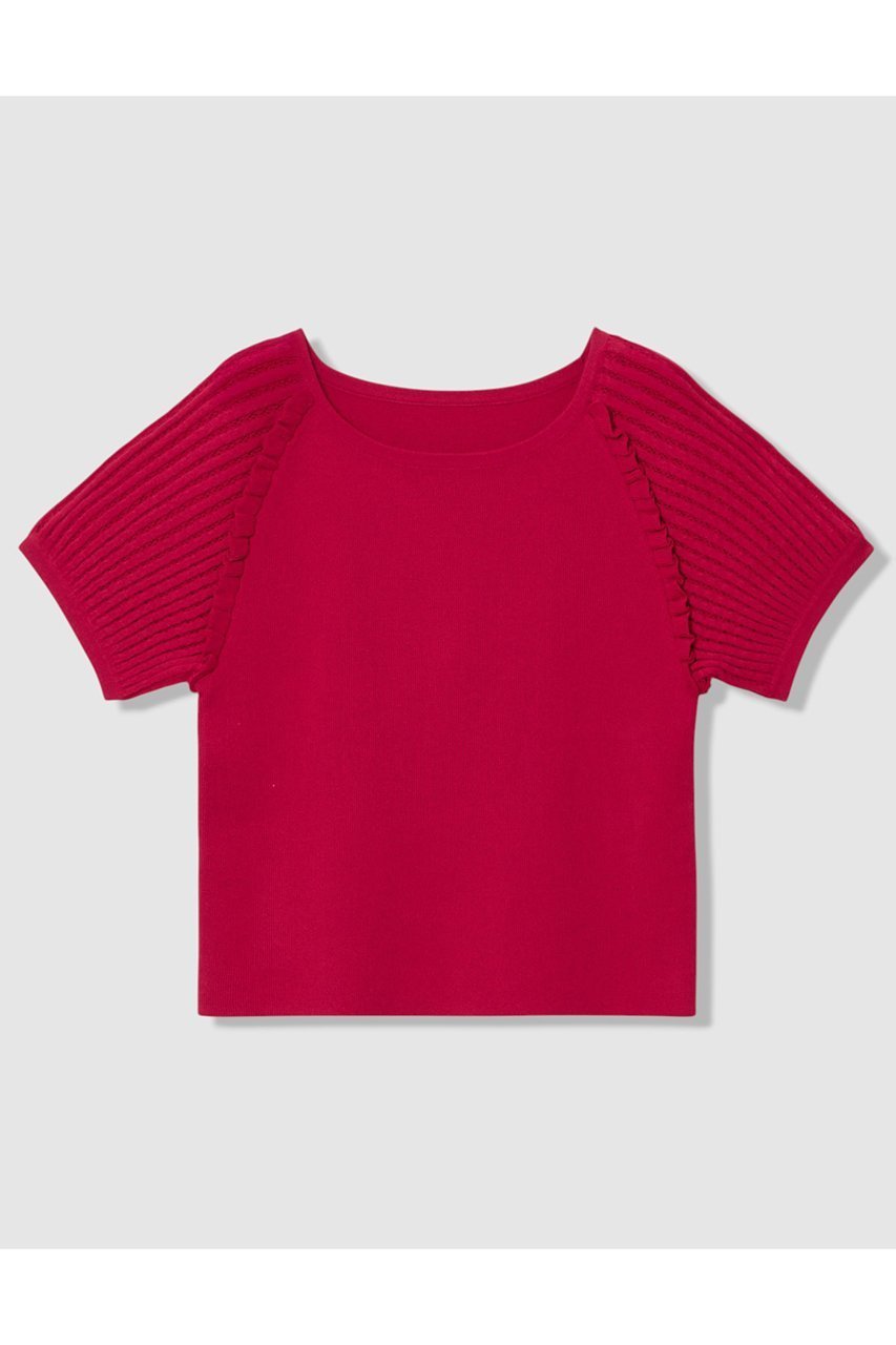 【アナイ/ANAYI】のプチフリルスリーブ プルオーバー インテリア・キッズ・メンズ・レディースファッション・服の通販 founy(ファニー) 　ファッション　Fashion　レディースファッション　Fashion for Women　トップス・カットソー　Cut & Sew Tops　ニット　Knit Tops & Sweaters　カジュアルプルオーバー・ニットトップス　Pullovers & Knit Tops / Casual Pullovers　スリーブ　Sleeve, Long Sleeve / Short Sleeve　プリント　Print, Printed Pattern　レーシー　Lacy, Lace-Like　エレガント 上品　Elegant　新作・新入荷　New Arrivals / New In　ピンク|ID: prp329100004875805 ipo3291000000036367513