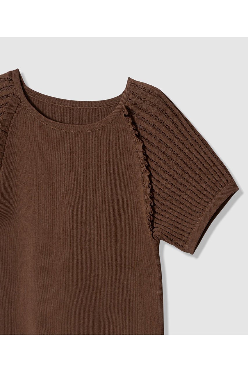 【アナイ/ANAYI】のプチフリルスリーブ プルオーバー 人気、トレンドファッション・服の通販 founy(ファニー) 　ファッション　Fashion　レディースファッション　Fashion for Women　トップス・カットソー　Cut & Sew Tops　ニット　Knit Tops & Sweaters　カジュアルプルオーバー・ニットトップス　Pullovers & Knit Tops / Casual Pullovers　スリーブ　Sleeve, Long Sleeve / Short Sleeve　プリント　Print, Printed Pattern　レーシー　Lacy, Lace-Like　エレガント 上品　Elegant　新作・新入荷　New Arrivals / New In　other-3|ID: prp329100004875805 ipo3291000000036367516