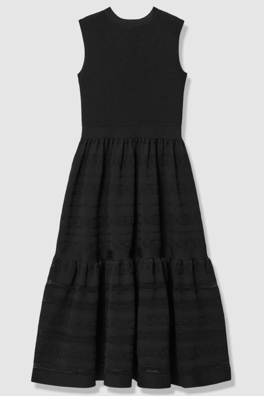 【アナイ/ANAYI】の【セットアップ対応商品】ニッティングレースティアード ワンピース 人気、トレンドファッション・服の通販 founy(ファニー) 　ファッション　Fashion　レディースファッション　Fashion for Women　ワンピース　Dresses　チュニック　Tunic Tops & Dresses　おすすめ　Recommended / Our Picks　カーディガン　Cardigan, Knitwear　サマー　Summer, Summer Style　セットアップ　Set-Up, Coordinated Outfit　チュニック　Tunic, Long Top　ティアードスカート　Tiered Skirt, Flounced Skirt　ドッキング　Docking, Mixed Material　ノースリーブ　Sleeveless, No-Sleeve　ペチコート　Petticoat, Underskirt　ミックス　Mix, Mixed Style　ミラノリブ　Milano Rib, Milano Stitch　メッシュ　Mesh, Net Fabric　レース　Lace, Lace Fabric　ロング　Long, Long-Length　新作・新入荷　New Arrivals / New In　other-2|ID: prp329100004875808 ipo3291000000036367539