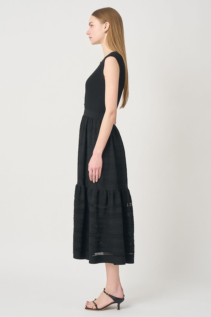 【アナイ/ANAYI】の【セットアップ対応商品】ニッティングレースティアード ワンピース 人気、トレンドファッション・服の通販 founy(ファニー) 　ファッション　Fashion　レディースファッション　Fashion for Women　ワンピース　Dresses　チュニック　Tunic Tops & Dresses　おすすめ　Recommended / Our Picks　カーディガン　Cardigan, Knitwear　サマー　Summer, Summer Style　セットアップ　Set-Up, Coordinated Outfit　チュニック　Tunic, Long Top　ティアードスカート　Tiered Skirt, Flounced Skirt　ドッキング　Docking, Mixed Material　ノースリーブ　Sleeveless, No-Sleeve　ペチコート　Petticoat, Underskirt　ミックス　Mix, Mixed Style　ミラノリブ　Milano Rib, Milano Stitch　メッシュ　Mesh, Net Fabric　レース　Lace, Lace Fabric　ロング　Long, Long-Length　新作・新入荷　New Arrivals / New In　other-7|ID: prp329100004875808 ipo3291000000036367545