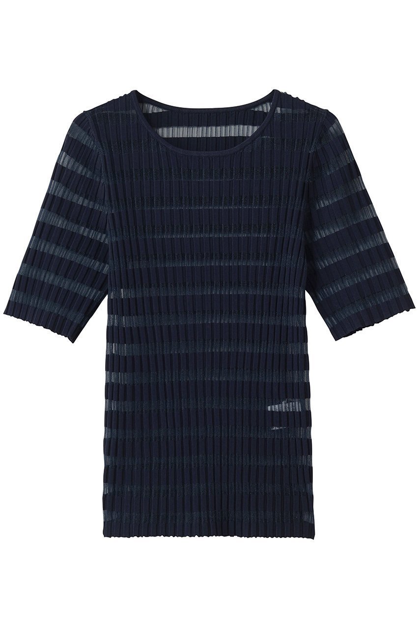 【アナイ/ANAYI】のシアーボーダーリブプルオーバー インテリア・キッズ・メンズ・レディースファッション・服の通販 founy(ファウニー) 　ファッション　Fashion　レディースファッション　Fashion for Women　トップス・カットソー　Cut & Sew Tops　ニット　Knit Tops & Sweaters　カジュアルプルオーバー・ニットトップス　Pullovers & Knit Tops / Casual Pullovers　インナー　Innerwear　ボーダー　Border, Stripe　夏　Summer　春　Spring　S/S・春夏　SS, Spring/Summer, Warm Season　ネイビー|ID: prp329100004875823 ipo3291000000037010581