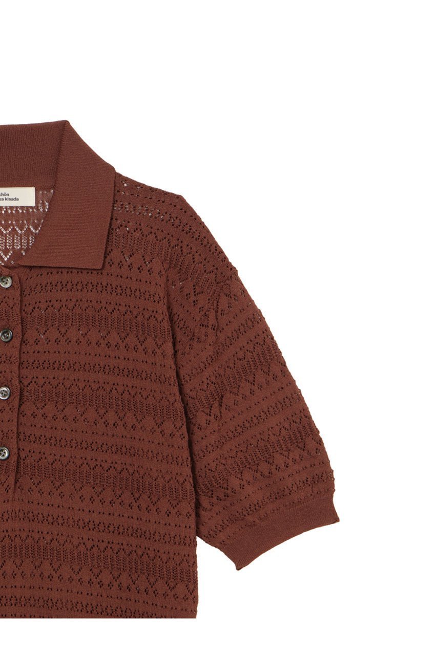 【ミラ ショーン バイ チカ キサダ/mila schon by chika kisada】のアイレットすかし編みポロニット 人気、トレンドファッション・服の通販 founy(ファニー) 　ファッション　Fashion　レディースファッション　Fashion for Women　トップス・カットソー　Cut & Sew Tops　ニット　Knit Tops & Sweaters　カジュアルプルオーバー・ニットトップス　Pullovers & Knit Tops / Casual Pullovers　アイレット　Eyelet Lace　エレガント 上品　Elegant　人気　Popular, Best Seller　新作・新入荷　New Arrivals / New In　other-4|ID: prp329100004875900 ipo3291000000036368160