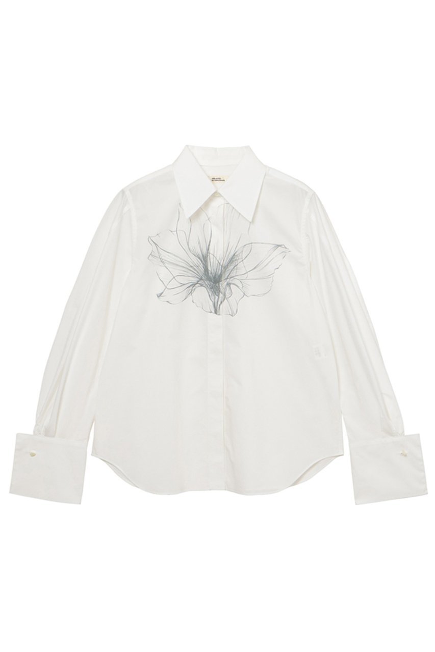 【ミラ ショーン バイ チカ キサダ/mila schon by chika kisada】のフラワープリントWカフスシャツ インテリア・キッズ・メンズ・レディースファッション・服の通販 founy(ファニー) 　ファッション　Fashion　レディースファッション　Fashion for Women　トップス・カットソー　Cut & Sew Tops　シャツ・ブラウス・オフィスカジュアル　Elegant Blouses & Button-Ups　花柄・フラワープリント・モチーフ　Floral Prints & Motifs / Flower Pattern Tops　カフス　Cuff Design　スリーブ　Sleeve, Long Sleeve / Short Sleeve　フェミニン　Feminine, Girly　フラワー　Flower, Floral　プリント　Print, Printed Pattern　ロング　Long, Long-Length　定番　Standard, Basic Item　新作・新入荷　New Arrivals / New In　ホワイト|ID: prp329100004876149 ipo3291000000036369686