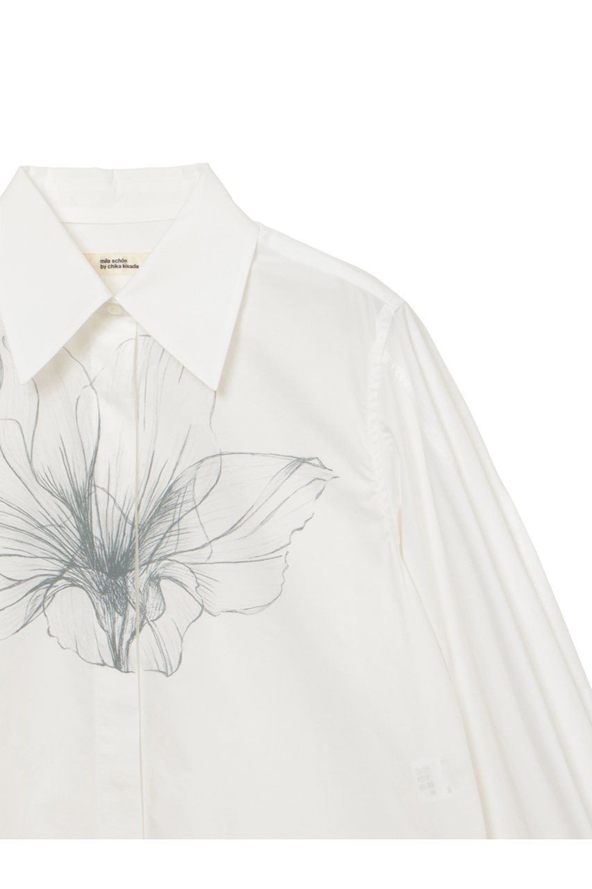 【ミラ ショーン バイ チカ キサダ/mila schon by chika kisada】のフラワープリントWカフスシャツ 人気、トレンドファッション・服の通販 founy(ファニー) 　ファッション　Fashion　レディースファッション　Fashion for Women　トップス・カットソー　Cut & Sew Tops　シャツ・ブラウス・オフィスカジュアル　Elegant Blouses & Button-Ups　花柄・フラワープリント・モチーフ　Floral Prints & Motifs / Flower Pattern Tops　カフス　Cuff Design　スリーブ　Sleeve, Long Sleeve / Short Sleeve　フェミニン　Feminine, Girly　フラワー　Flower, Floral　プリント　Print, Printed Pattern　ロング　Long, Long-Length　定番　Standard, Basic Item　新作・新入荷　New Arrivals / New In　other-5|ID: prp329100004876149 ipo3291000000036369694