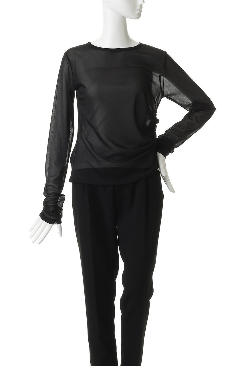 【マノフ/MANOF】のSHEER LAYERED CUT TOPSトップス 人気、トレンドファッション・服の通販 founy(ファニー) 　ファッション　Fashion　レディースファッション　Fashion for Women　トップス・カットソー　Cut & Sew Tops　シャツ・ブラウス・オフィスカジュアル　Elegant Blouses & Button-Ups　ロングTシャツ・Tシャツ　Longline T-Shirts & Tees　カットソー・ベーシックTシャツ　Cut-and-Sewn Tops / Stretch Tees & Basics　ギャザー　Gathered, Ruffled　スリーブ　Sleeve, Long Sleeve / Short Sleeve　ロング　Long, Long-Length　新作・新入荷　New Arrivals / New In　other-7|ID: prp329100004876153 ipo3291000000036369726