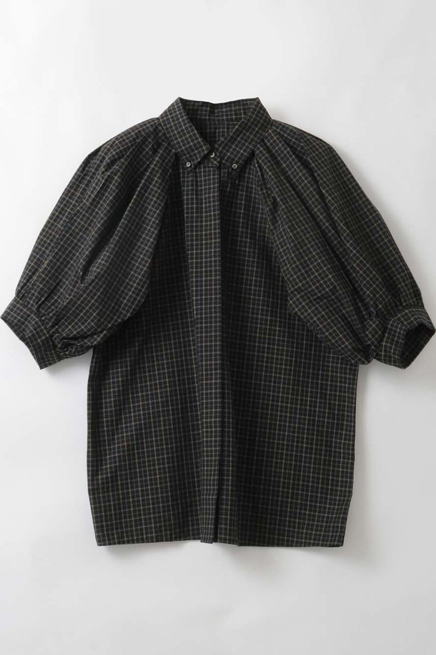 【ハー/HER.】の【3/19 12:00販売開始】ショルダータックチェックブラウス 人気、トレンドファッション・服の通販 founy(ファニー) 　ファッション　Fashion　レディースファッション　Fashion for Women　トップス・カットソー　Cut & Sew Tops　シャツ・ブラウス・オフィスカジュアル　Elegant Blouses & Button-Ups　ショート　Short, Short Length　シンプル　Simple, Minimal　スリーブ　Sleeve, Long Sleeve / Short Sleeve　ダウン　Down, Puffer　チェック　Check, Plaid, Tartan　デニム　Denim, Jeans Material　モノトーン　Monotone, Black and White　夏　Summer　新作・新入荷　New Arrivals / New In　 other-1|ID: prp329100004876220 ipo3291000000036370220