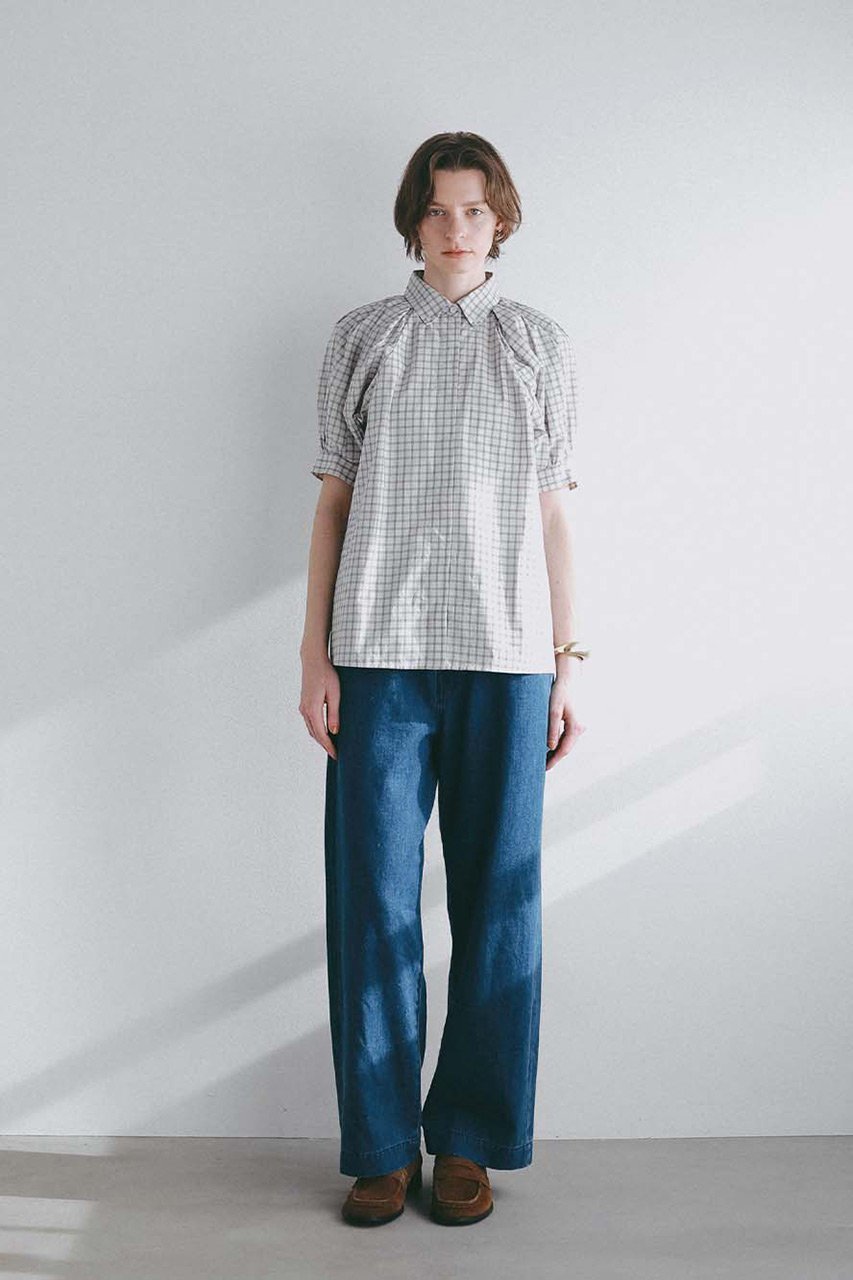 【ハー/HER.】の【3/19 12:00販売開始】ショルダータックチェックブラウス 人気、トレンドファッション・服の通販 founy(ファニー) 　ファッション　Fashion　レディースファッション　Fashion for Women　トップス・カットソー　Cut & Sew Tops　シャツ・ブラウス・オフィスカジュアル　Elegant Blouses & Button-Ups　ショート　Short, Short Length　シンプル　Simple, Minimal　スリーブ　Sleeve, Long Sleeve / Short Sleeve　ダウン　Down, Puffer　チェック　Check, Plaid, Tartan　デニム　Denim, Jeans Material　モノトーン　Monotone, Black and White　夏　Summer　新作・新入荷　New Arrivals / New In　other-8|ID: prp329100004876220 ipo3291000000036370229