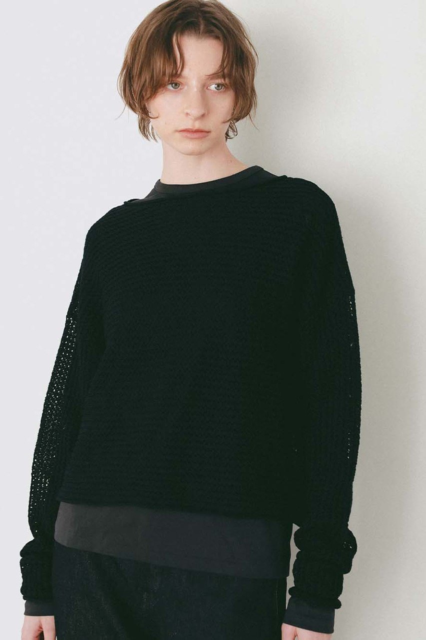 【ハー/HER.】の【3/19 12:00販売開始】ニットメッシュプルオーバー 人気、トレンドファッション・服の通販 founy(ファニー) 　ファッション　Fashion　レディースファッション　Fashion for Women　トップス・カットソー　Cut & Sew Tops　ニット　Knit Tops & Sweaters　カジュアルプルオーバー・ニットトップス　Pullovers & Knit Tops / Casual Pullovers　インナー　Innerwear　ボトム　Bottoms, Lower Wear　ボーダー　Border, Stripe　メッシュ　Mesh, Net Fabric　新作・新入荷　New Arrivals / New In　 other-1|ID: prp329100004876228 ipo3291000000036370279