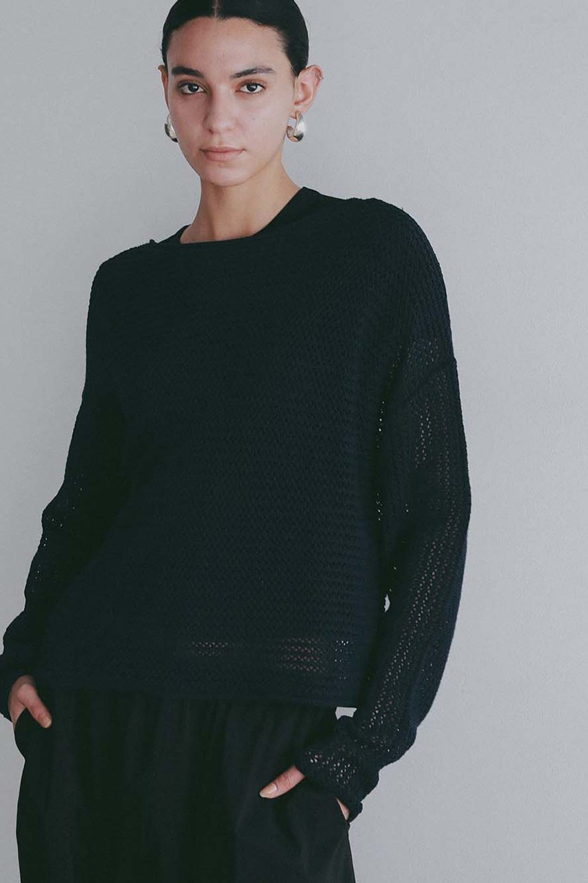 【ハー/HER.】の【3/19 12:00販売開始】ニットメッシュプルオーバー インテリア・キッズ・メンズ・レディースファッション・服の通販 founy(ファニー) 　ファッション　Fashion　レディースファッション　Fashion for Women　トップス・カットソー　Cut & Sew Tops　ニット　Knit Tops & Sweaters　カジュアルプルオーバー・ニットトップス　Pullovers & Knit Tops / Casual Pullovers　インナー　Innerwear　ボトム　Bottoms, Lower Wear　ボーダー　Border, Stripe　メッシュ　Mesh, Net Fabric　新作・新入荷　New Arrivals / New In　ネイビー|ID: prp329100004876228 ipo3291000000036370282