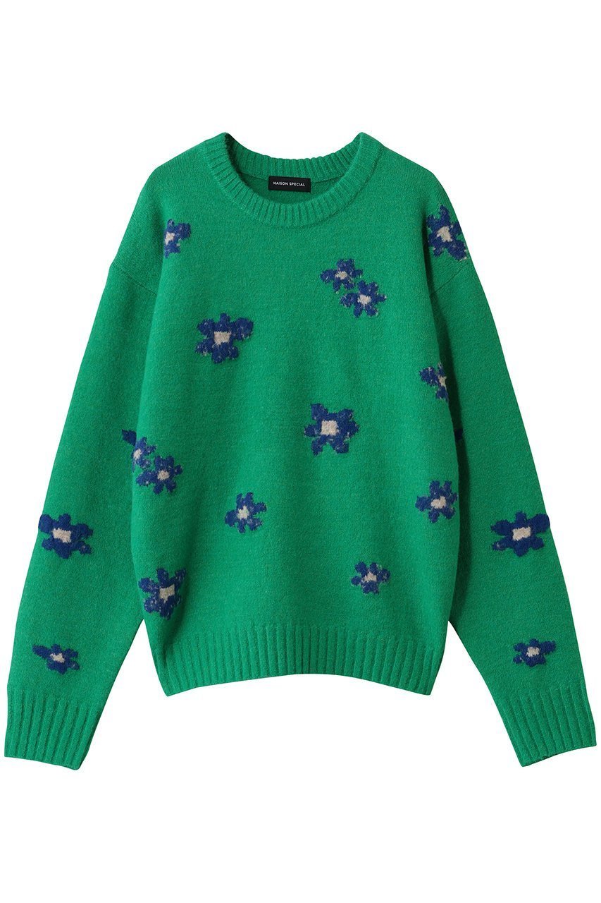 【メゾンスペシャル/MAISON SPECIAL】のMany Flower Knit Pullover/メニーフラワーニットプルオーバー インテリア・キッズ・メンズ・レディースファッション・服の通販 founy(ファウニー) 　ファッション　Fashion　レディースファッション　Fashion for Women　トップス・カットソー　Cut & Sew Tops　ニット　Knit Tops & Sweaters　カジュアルプルオーバー・ニットトップス　Pullovers & Knit Tops / Casual Pullovers　スラックス　Slacks, Dress Pants　デニム　Denim, Jeans Material　リラックス　Relax, Relaxed Fit　A/W・秋冬　Autumn/Winter　GRN(グリーン)|ID: prp329100004876248 ipo3291000000036371382
