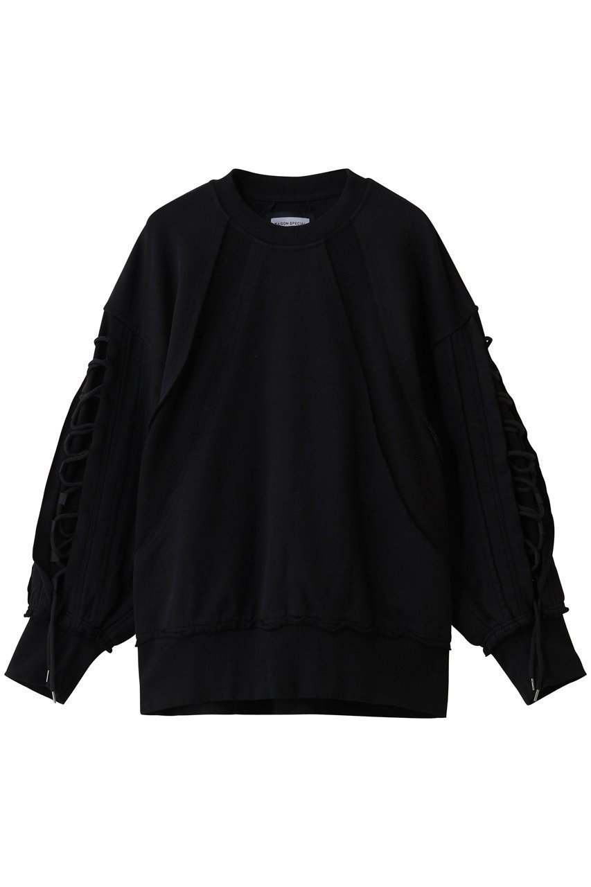 【メゾンスペシャル/MAISON SPECIAL】の【UNISEX】ワッフル切替スウェット レースアップクルーネックPO 人気、トレンドファッション・服の通販 founy(ファニー) 　ファッション　Fashion　レディースファッション　Fashion for Women　トップス・カットソー　Cut & Sew Tops　シャツ・ブラウス・オフィスカジュアル　Elegant Blouses & Button-Ups　レディースパーカー・カジュアルフーディー　Casual Hoodies & Sweatshirts　ロングTシャツ・Tシャツ　Longline T-Shirts & Tees　スウェット・クルーネックトップス　Sweatshirts & Crewnecks / Relaxed Fit Sweat Tops　カットソー・ベーシックTシャツ　Cut-and-Sewn Tops / Stretch Tees & Basics　ユニセックス　Unisex, Genderless　ショルダー　Shoulder, Shoulder Strap　シンプル　Simple, Minimal　スウェット / スエット　Sweatshirt, Sweatwear　ドロップ　Drop Shoulder, Dropped Style　ボトム　Bottoms, Lower Wear　レース　Lace, Lace Fabric　ワッフル　Waffle, Waffle Knit　切替　Switching, Contrast Panel　 other-1|ID: prp329100004876249 ipo3291000000036371398