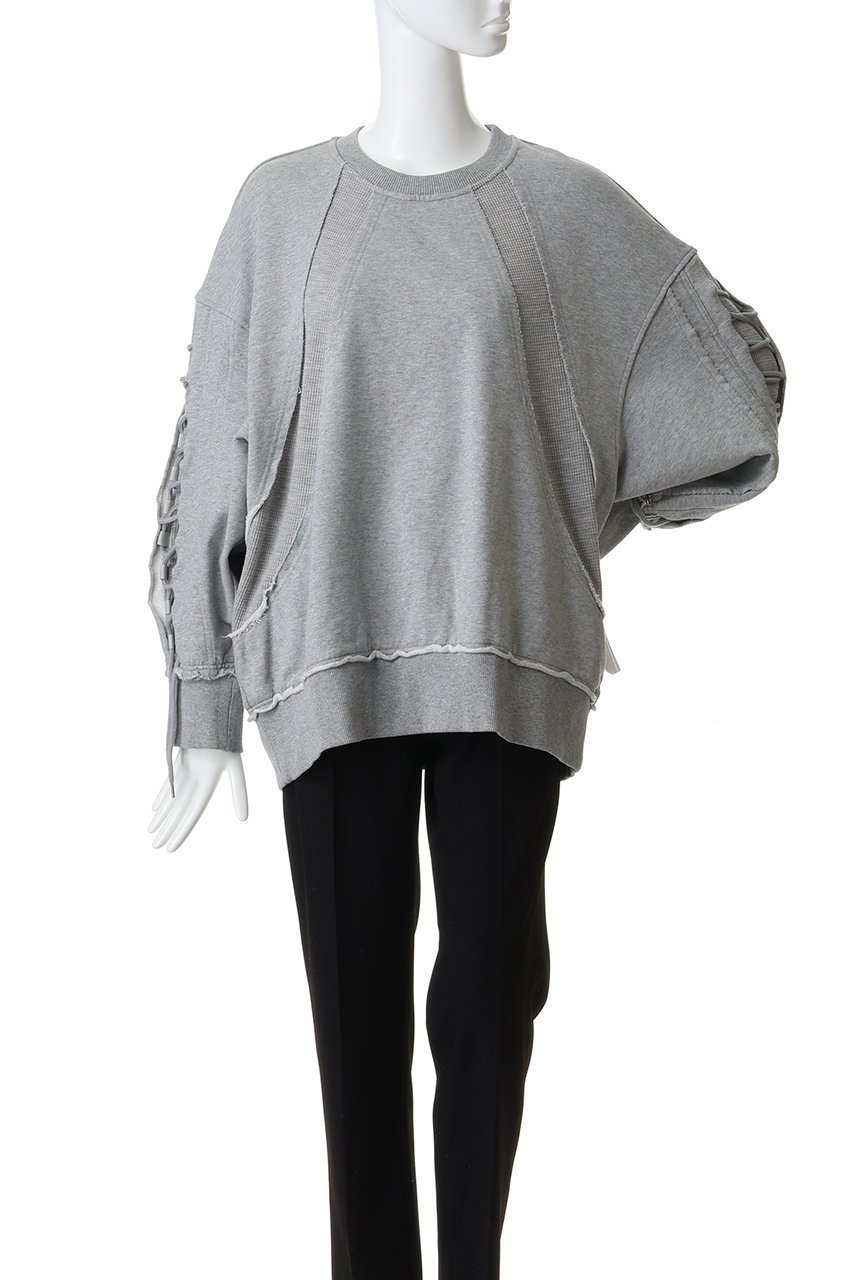 【メゾンスペシャル/MAISON SPECIAL】の【UNISEX】ワッフル切替スウェット レースアップクルーネックPO 人気、トレンドファッション・服の通販 founy(ファニー) 　ファッション　Fashion　レディースファッション　Fashion for Women　トップス・カットソー　Cut & Sew Tops　シャツ・ブラウス・オフィスカジュアル　Elegant Blouses & Button-Ups　レディースパーカー・カジュアルフーディー　Casual Hoodies & Sweatshirts　ロングTシャツ・Tシャツ　Longline T-Shirts & Tees　スウェット・クルーネックトップス　Sweatshirts & Crewnecks / Relaxed Fit Sweat Tops　カットソー・ベーシックTシャツ　Cut-and-Sewn Tops / Stretch Tees & Basics　ユニセックス　Unisex, Genderless　ショルダー　Shoulder, Shoulder Strap　シンプル　Simple, Minimal　スウェット / スエット　Sweatshirt, Sweatwear　ドロップ　Drop Shoulder, Dropped Style　ボトム　Bottoms, Lower Wear　レース　Lace, Lace Fabric　ワッフル　Waffle, Waffle Knit　切替　Switching, Contrast Panel　other-2|ID: prp329100004876249 ipo3291000000036371403