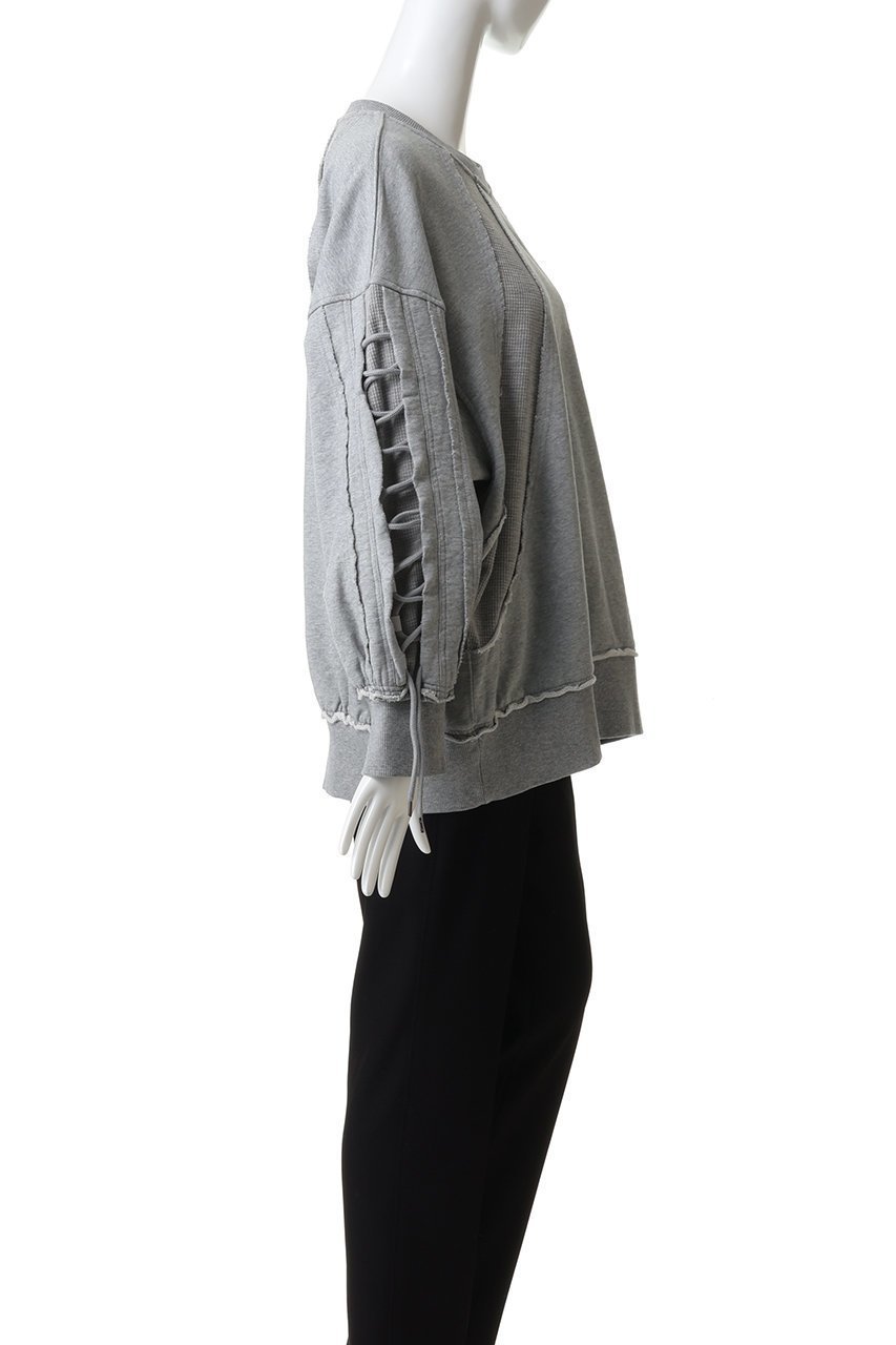 【メゾンスペシャル/MAISON SPECIAL】の【UNISEX】ワッフル切替スウェット レースアップクルーネックPO 人気、トレンドファッション・服の通販 founy(ファニー) 　ファッション　Fashion　レディースファッション　Fashion for Women　トップス・カットソー　Cut & Sew Tops　シャツ・ブラウス・オフィスカジュアル　Elegant Blouses & Button-Ups　レディースパーカー・カジュアルフーディー　Casual Hoodies & Sweatshirts　ロングTシャツ・Tシャツ　Longline T-Shirts & Tees　スウェット・クルーネックトップス　Sweatshirts & Crewnecks / Relaxed Fit Sweat Tops　カットソー・ベーシックTシャツ　Cut-and-Sewn Tops / Stretch Tees & Basics　ユニセックス　Unisex, Genderless　ショルダー　Shoulder, Shoulder Strap　シンプル　Simple, Minimal　スウェット / スエット　Sweatshirt, Sweatwear　ドロップ　Drop Shoulder, Dropped Style　ボトム　Bottoms, Lower Wear　レース　Lace, Lace Fabric　ワッフル　Waffle, Waffle Knit　切替　Switching, Contrast Panel　other-3|ID: prp329100004876249 ipo3291000000036371406