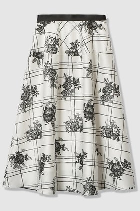 【アルアバイル/allureville】 【LOULOU WILLOUGHBY】SILK CO フラワーチェックスカート人気、トレンドファッション・服の通販 founy(ファニー) ファッション Fashion レディースファッション Fashion for Women スカート Skirts ロングスカート Long Skirts / Maxi & Midi Skirts イタリア Italy フレア Flare, Flared モノトーン Monotone, Black and White レース Lace, Lace Fabric ロング Long, Long-Length エレガント 上品 Elegant |ID:prp329100004876256