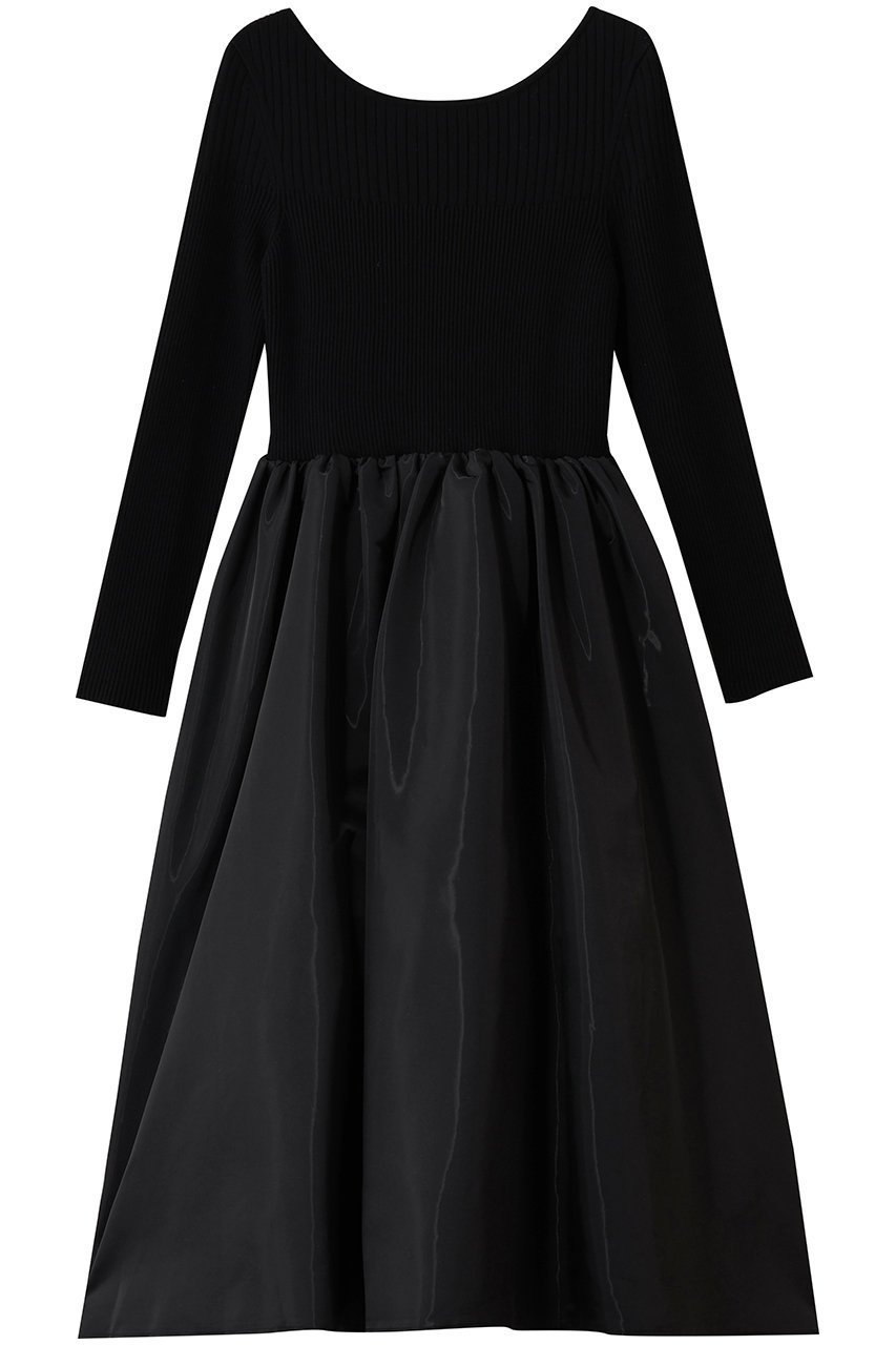 【アルアバイル/allureville】のタフタドッキングニットワンピース インテリア・キッズ・メンズ・レディースファッション・服の通販 founy(ファウニー) 　ファッション　Fashion　レディースファッション　Fashion for Women　ワンピース　Dresses　ニットワンピース　Knit Dresses　チュニック　Tunic Tops & Dresses　アクセサリー　Fashion Accessories　エレガント 上品　Elegant　シューズ　Shoes, Footwear　ダウン　Down, Puffer　チュニック　Tunic, Long Top　ドッキング　Docking, Mixed Material　ドレス　Dress, One-Piece　バランス　Balance, Style Balance　パーティ　Party, Party Style　パール　Pearl, Pearl Accent　フラット　Flat, Flat Shoes　ロング　Long, Long-Length　羽織　Haori, Light Jacket　ブラック|ID: prp329100004876276 ipo3291000000036678851