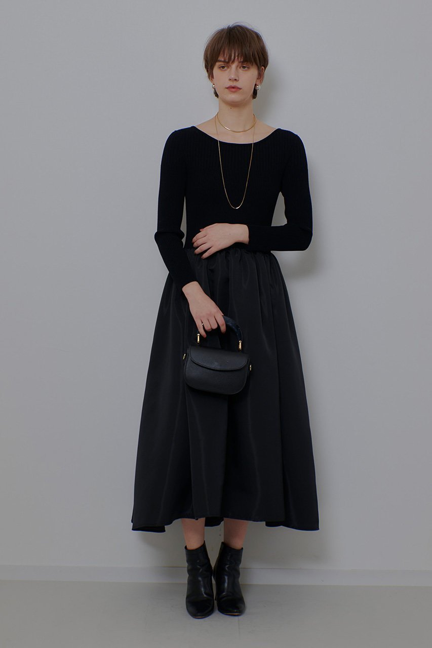 【アルアバイル/allureville】のタフタドッキングニットワンピース 大人の最旬トレンドファッション＆コーディネート founy(ファウニー) 　ファッション　Fashion　レディースファッション　Fashion for Women　ワンピース　Dresses　ニットワンピース　Knit Dresses　チュニック　Tunic Tops & Dresses　アクセサリー　Fashion Accessories　エレガント 上品　Elegant　シューズ　Shoes, Footwear　ダウン　Down, Puffer　チュニック　Tunic, Long Top　ドッキング　Docking, Mixed Material　ドレス　Dress, One-Piece　バランス　Balance, Style Balance　パーティ　Party, Party Style　パール　Pearl, Pearl Accent　フラット　Flat, Flat Shoes　ロング　Long, Long-Length　羽織　Haori, Light Jacket　other-3|ID: prp329100004876276 ipo3291000000036678853