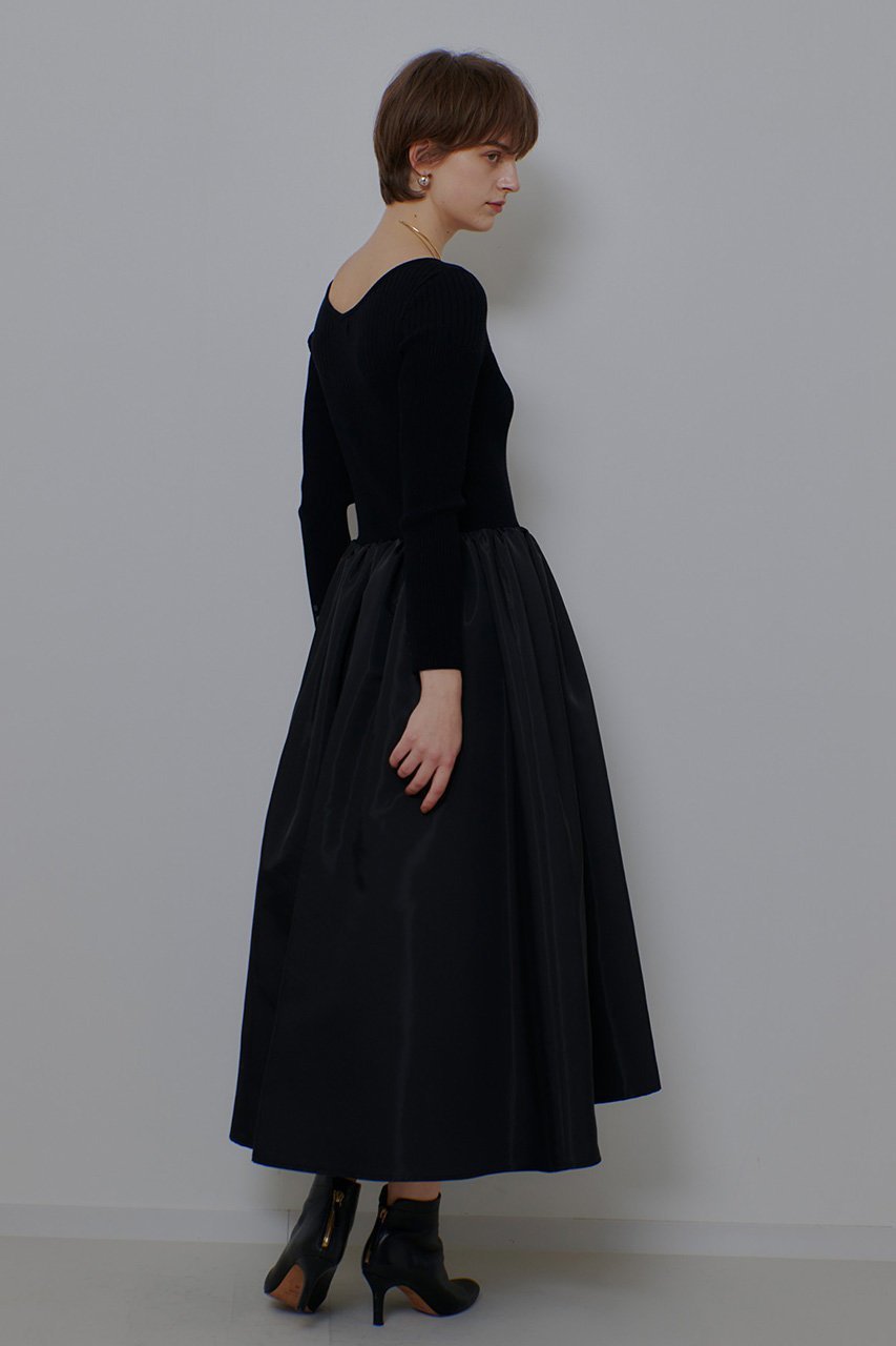 【アルアバイル/allureville】のタフタドッキングニットワンピース 大人の最旬トレンドファッション＆コーディネート founy(ファウニー) 　ファッション　Fashion　レディースファッション　Fashion for Women　ワンピース　Dresses　ニットワンピース　Knit Dresses　チュニック　Tunic Tops & Dresses　アクセサリー　Fashion Accessories　エレガント 上品　Elegant　シューズ　Shoes, Footwear　ダウン　Down, Puffer　チュニック　Tunic, Long Top　ドッキング　Docking, Mixed Material　ドレス　Dress, One-Piece　バランス　Balance, Style Balance　パーティ　Party, Party Style　パール　Pearl, Pearl Accent　フラット　Flat, Flat Shoes　ロング　Long, Long-Length　羽織　Haori, Light Jacket　other-5|ID: prp329100004876276 ipo3291000000036678855