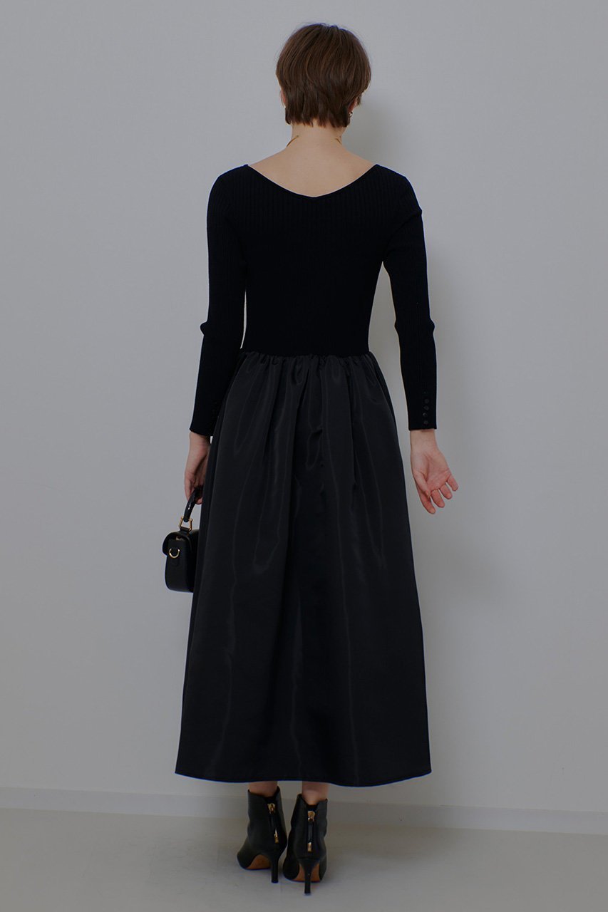 【アルアバイル/allureville】のタフタドッキングニットワンピース 大人の最旬トレンドファッション＆コーディネート founy(ファウニー) 　ファッション　Fashion　レディースファッション　Fashion for Women　ワンピース　Dresses　ニットワンピース　Knit Dresses　チュニック　Tunic Tops & Dresses　アクセサリー　Fashion Accessories　エレガント 上品　Elegant　シューズ　Shoes, Footwear　ダウン　Down, Puffer　チュニック　Tunic, Long Top　ドッキング　Docking, Mixed Material　ドレス　Dress, One-Piece　バランス　Balance, Style Balance　パーティ　Party, Party Style　パール　Pearl, Pearl Accent　フラット　Flat, Flat Shoes　ロング　Long, Long-Length　羽織　Haori, Light Jacket　other-6|ID: prp329100004876276 ipo3291000000036678856