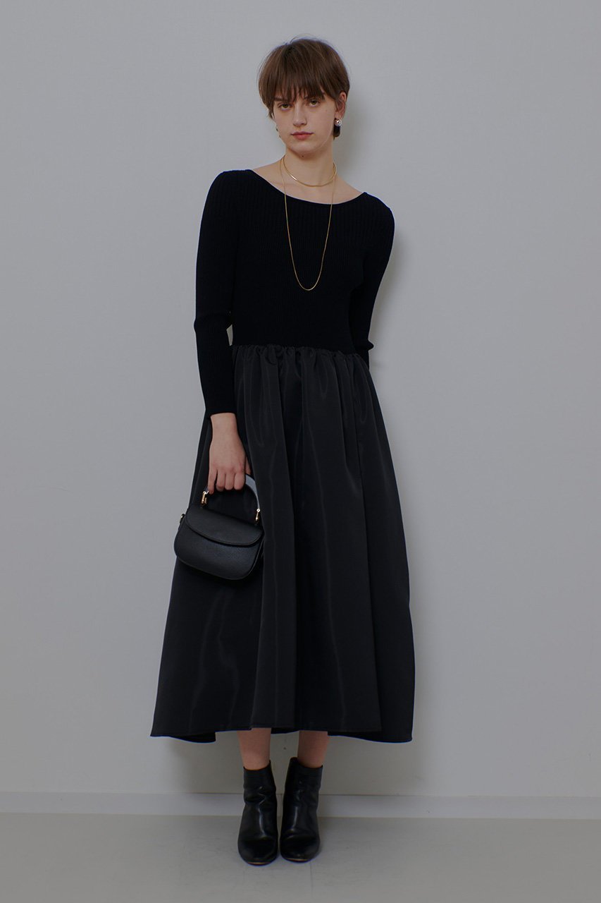 【アルアバイル/allureville】のタフタドッキングニットワンピース 大人の最旬トレンドファッション＆コーディネート founy(ファウニー) 　ファッション　Fashion　レディースファッション　Fashion for Women　ワンピース　Dresses　ニットワンピース　Knit Dresses　チュニック　Tunic Tops & Dresses　アクセサリー　Fashion Accessories　エレガント 上品　Elegant　シューズ　Shoes, Footwear　ダウン　Down, Puffer　チュニック　Tunic, Long Top　ドッキング　Docking, Mixed Material　ドレス　Dress, One-Piece　バランス　Balance, Style Balance　パーティ　Party, Party Style　パール　Pearl, Pearl Accent　フラット　Flat, Flat Shoes　ロング　Long, Long-Length　羽織　Haori, Light Jacket　other-7|ID: prp329100004876276 ipo3291000000036678857
