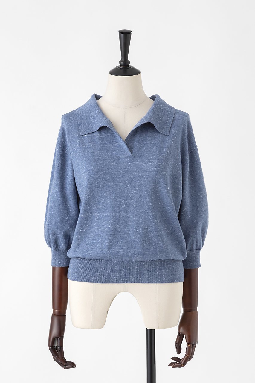 【オーヴィル/EAUVIRE】のカシミヤヘンプニュアンスポロ インテリア・キッズ・メンズ・レディースファッション・服の通販 founy(ファウニー) 　ファッション　Fashion　レディースファッション　Fashion for Women　トップス・カットソー　Cut & Sew Tops　ニット　Knit Tops & Sweaters　カジュアルプルオーバー・ニットトップス　Pullovers & Knit Tops / Casual Pullovers　イタリア　Italy　エレガント 上品　Elegant　シルク　Silk, 100% Silk　ドレープ　Drape, Draping Fabric　バランス　Balance, Style Balance　インディゴ|ID: prp329100004876306 ipo3291000000036929043