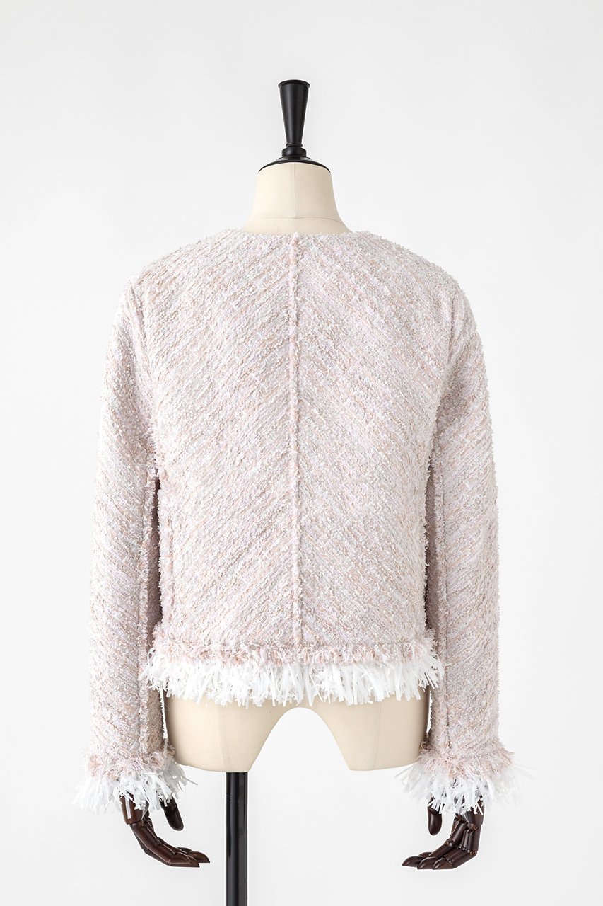 【オーヴィル/EAUVIRE】のツイードフリンジジャケット 人気、トレンドファッション・服の通販 founy(ファニー) 　ファッション　Fashion　レディースファッション　Fashion for Women　アウター　Coat / Outerwear Collection　レディースジャケット・軽アウター　Jackets　おすすめ　Recommended / Our Picks　ジャケット　Jacket, Outerwear　ツイード　Twill, Twill Weave　デニム　Denim, Jeans Material　バイアス　Bias, Diagonal Cut　フリンジ　Fringe, Tassel　ペーパー　Paper, Kraft Paper　リボン　Ribbon, Bow　エレガント 上品　Elegant　other-3|ID: prp329100004876307 ipo3291000000036371914