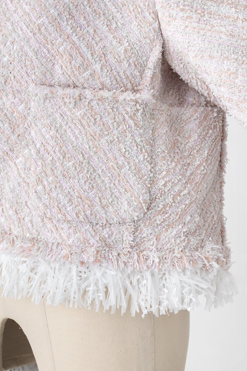 【オーヴィル/EAUVIRE】のツイードフリンジジャケット 人気、トレンドファッション・服の通販 founy(ファニー) 　ファッション　Fashion　レディースファッション　Fashion for Women　アウター　Coat / Outerwear Collection　レディースジャケット・軽アウター　Jackets　おすすめ　Recommended / Our Picks　ジャケット　Jacket, Outerwear　ツイード　Twill, Twill Weave　デニム　Denim, Jeans Material　バイアス　Bias, Diagonal Cut　フリンジ　Fringe, Tassel　ペーパー　Paper, Kraft Paper　リボン　Ribbon, Bow　エレガント 上品　Elegant　other-6|ID: prp329100004876307 ipo3291000000036371919