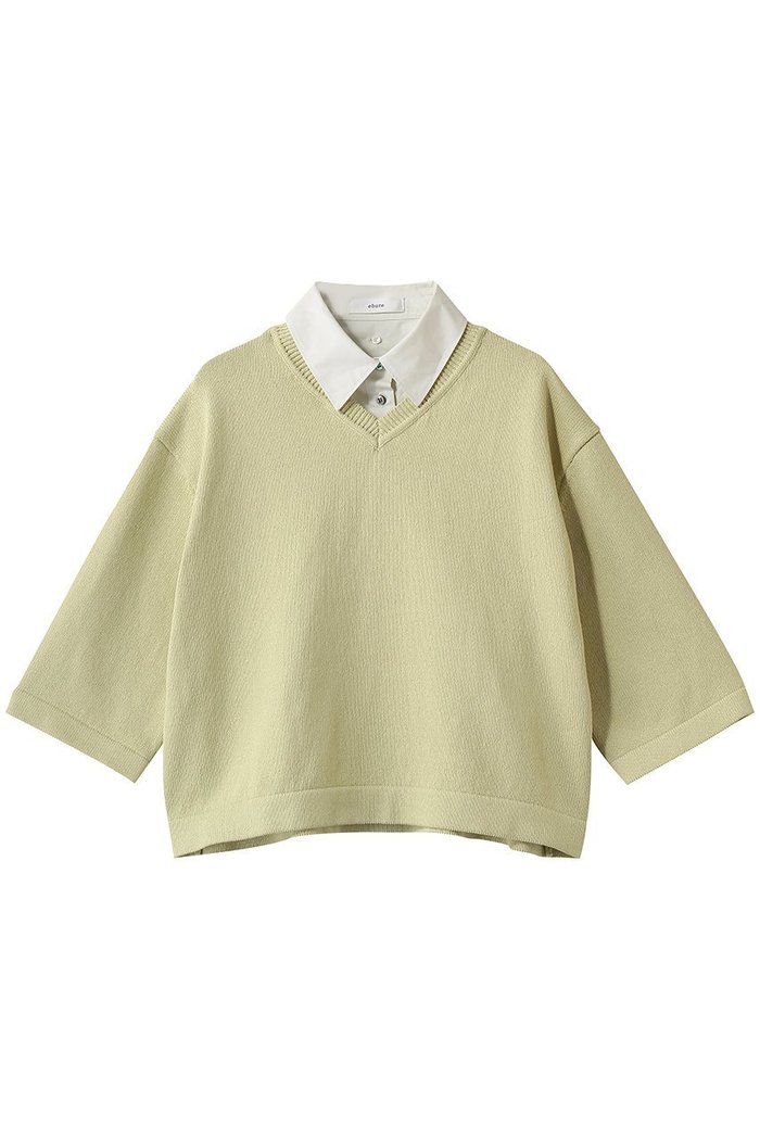 【エブール/ebure】のソフトコットンコード シャツレイヤードニットプルオーバー インテリア・キッズ・メンズ・レディースファッション・服の通販 founy(ファニー) https://founy.com/ ファッション Fashion レディースファッション Fashion for Women トップス・カットソー Cut & Sew Tops ニット Knit Tops & Sweaters シャツ・ブラウス・オフィスカジュアル Elegant Blouses & Button-Ups カジュアルプルオーバー・ニットトップス Pullovers & Knit Tops / Casual Pullovers おすすめ Recommended / Our Picks インナー Innerwear ヘムライン Hemline, Bottom Cut 長袖 Long Sleeve, Full Sleeve |ID: prp329100004876312 ipo3291000000036371938