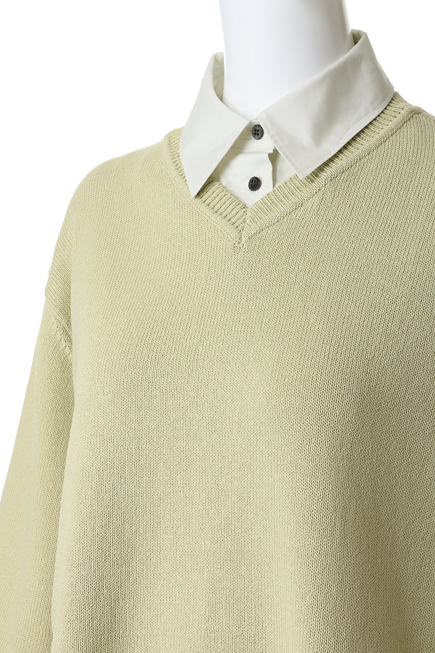 【エブール/ebure】のソフトコットンコード シャツレイヤードニットプルオーバー 人気、トレンドファッション・服の通販 founy(ファニー) 　ファッション　Fashion　レディースファッション　Fashion for Women　トップス・カットソー　Cut & Sew Tops　ニット　Knit Tops & Sweaters　シャツ・ブラウス・オフィスカジュアル　Elegant Blouses & Button-Ups　カジュアルプルオーバー・ニットトップス　Pullovers & Knit Tops / Casual Pullovers　おすすめ　Recommended / Our Picks　インナー　Innerwear　ヘムライン　Hemline, Bottom Cut　長袖　Long Sleeve, Full Sleeve　other-5|ID: prp329100004876312 ipo3291000000036371950