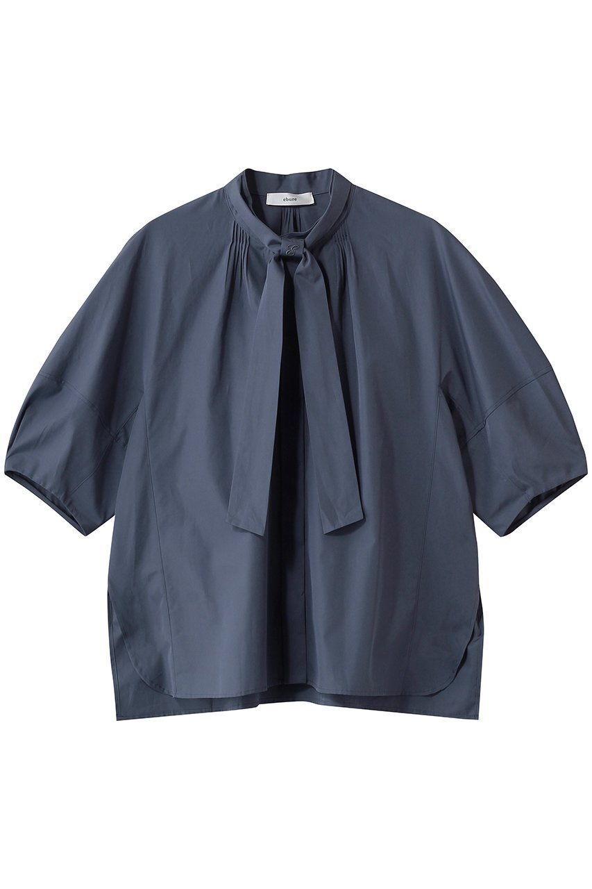 【エブール/ebure】のジェームスコットン 5分袖シャツブラウス インテリア・キッズ・メンズ・レディースファッション・服の通販 founy(ファウニー) 　ファッション　Fashion　レディースファッション　Fashion for Women　トップス・カットソー　Cut & Sew Tops　シャツ・ブラウス・オフィスカジュアル　Elegant Blouses & Button-Ups　イタリア　Italy　ショート　Short, Short Length　シルク　Silk, 100% Silk　シルケット　Silket, Silky Cotton　シンプル　Simple, Minimal　スリーブ　Sleeve, Long Sleeve / Short Sleeve　エレガント 上品　Elegant　再入荷　Restock / Back in Stock　ブルー|ID: prp329100004876315 ipo3291000000036686492