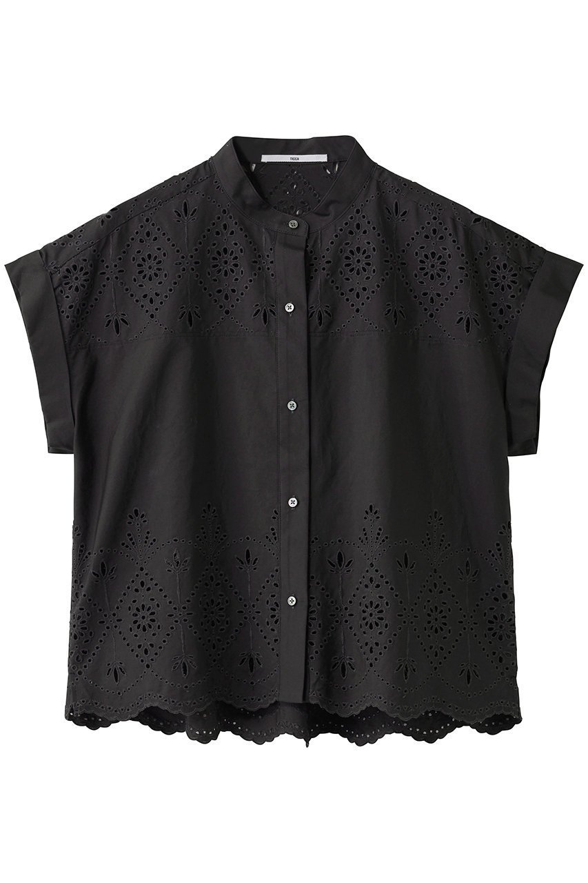【ティッカ/TICCA】のレースフレンチシャツ インテリア・キッズ・メンズ・レディースファッション・服の通販 founy(ファウニー) 　ファッション　Fashion　レディースファッション　Fashion for Women　トップス・カットソー　Cut & Sew Tops　シャツ・ブラウス・オフィスカジュアル　Elegant Blouses & Button-Ups　おすすめ　Recommended / Our Picks　インナー　Innerwear　ショート　Short, Short Length　ジャケット　Jacket, Outerwear　スリーブ　Sleeve, Long Sleeve / Short Sleeve　モダン　Modern, Contemporary　レース　Lace, Lace Fabric　エレガント 上品　Elegant　チャコールグレー|ID: prp329100004876334 ipo3291000000036686565