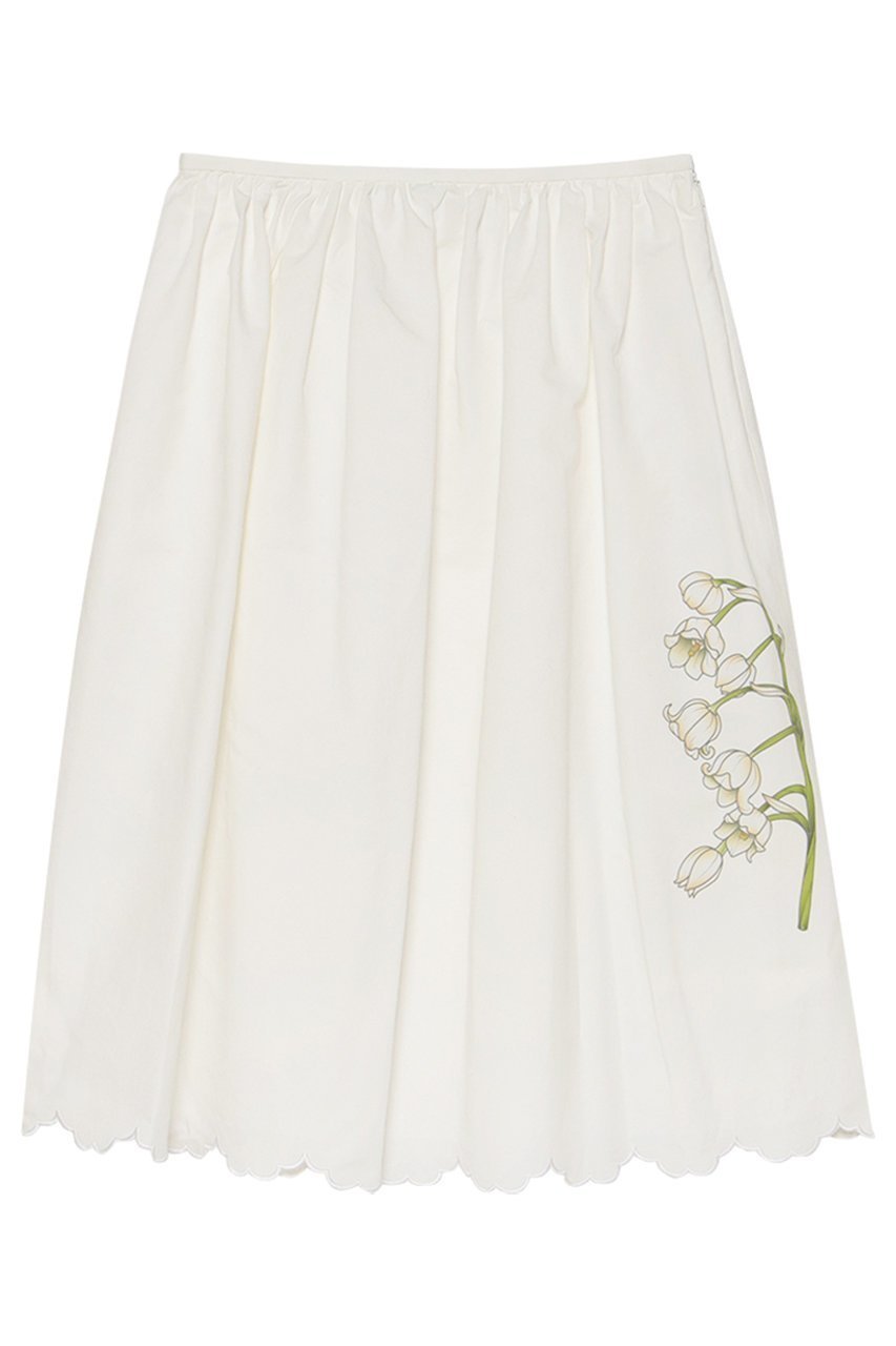 【マディソンブルー/MADISONBLUE】のGATHER SKIRT MUGEUET C/LI ギャザースカート インテリア・キッズ・メンズ・レディースファッション・服の通販 founy(ファウニー) 　ファッション　Fashion　レディースファッション　Fashion for Women　スカート　Skirts　ギャザー　Gathered, Ruffled　コンパクト　Compact, Small Size　プリント　Print, Printed Pattern　リネン　Linen, Linen Fabric　ワッシャー　Washer, Crinkled Finish　ホワイト|ID: prp329100004876363 ipo3291000000036743700