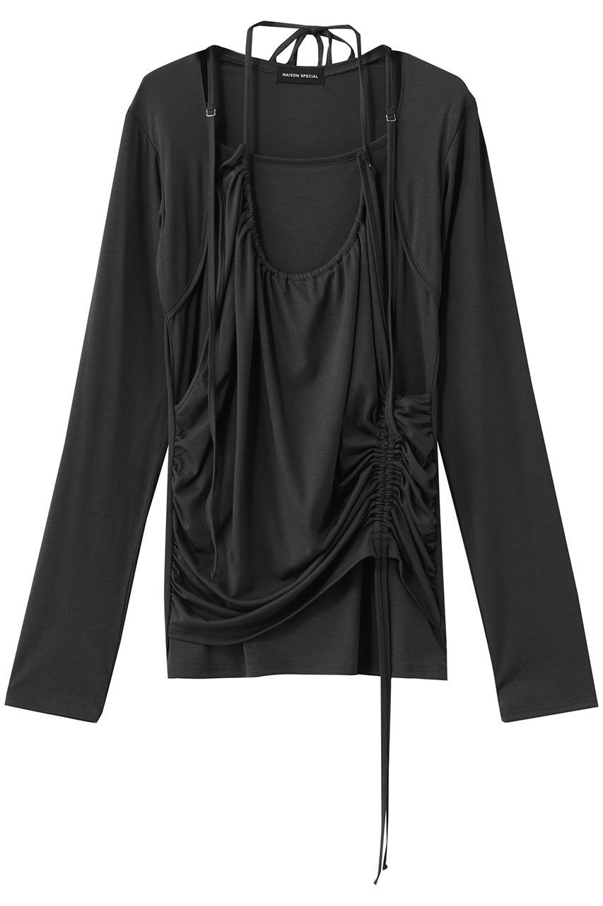 【メゾンスペシャル/MAISON SPECIAL】のHalter Neck Layered Tops/ホルターネックレイヤードトップス 人気、トレンドファッション・服の通販 founy(ファニー) 　ファッション　Fashion　レディースファッション　Fashion for Women　トップス・カットソー　Cut & Sew Tops　シャツ・ブラウス・オフィスカジュアル　Elegant Blouses & Button-Ups　ロングTシャツ・Tシャツ　Longline T-Shirts & Tees　カットソー・ベーシックTシャツ　Cut-and-Sewn Tops / Stretch Tees & Basics　おすすめ　Recommended / Our Picks　カーディガン　Cardigan, Knitwear　ジャケット　Jacket, Outerwear　スリーブ　Sleeve, Long Sleeve / Short Sleeve　フェミニン　Feminine, Girly　ロング　Long, Long-Length　 other-1|ID: prp329100004876366 ipo3291000000036372390
