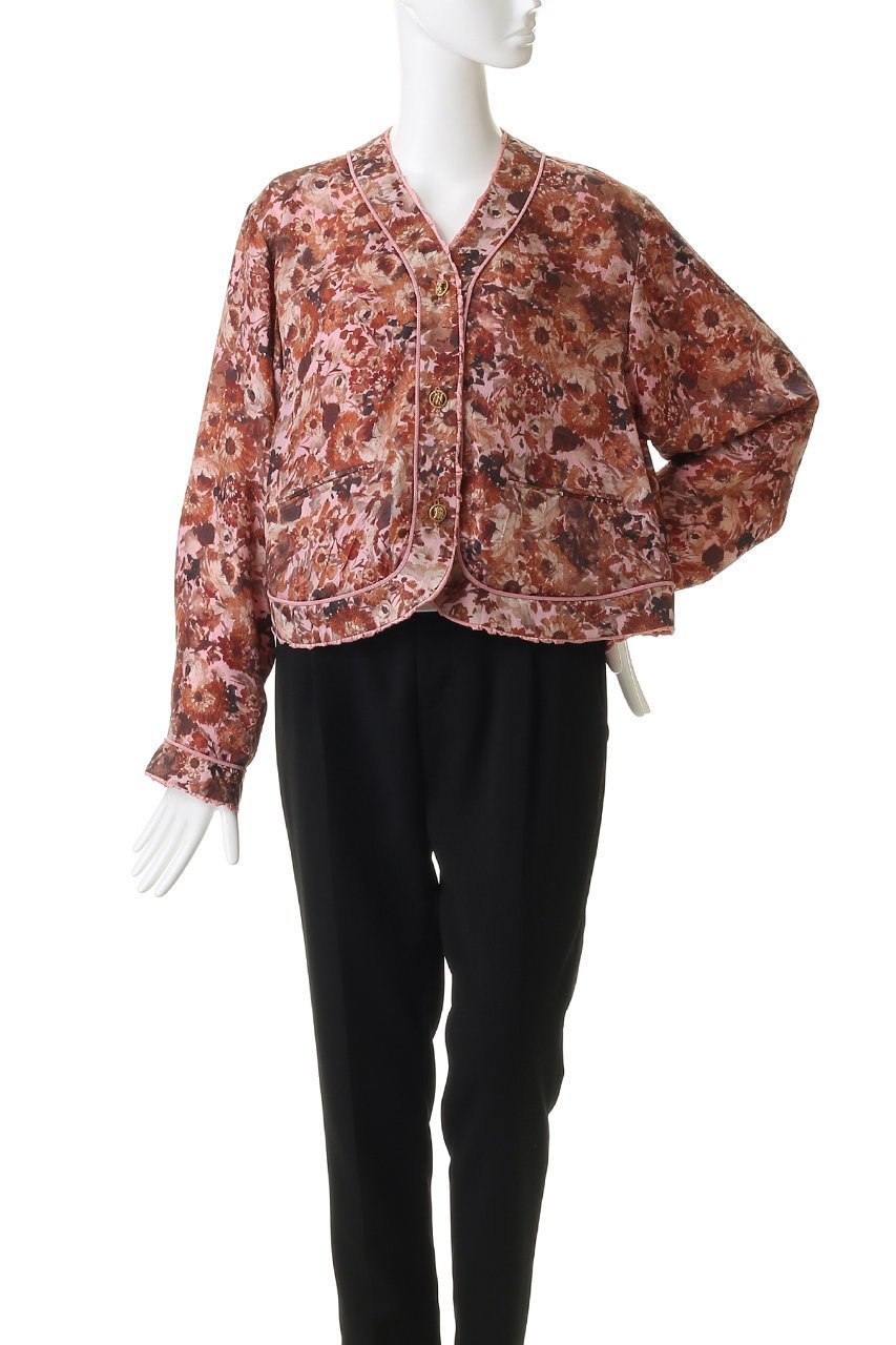 【ルール ロジェット/leur logette】のリバーシブルフラワープリントキュプラジャケット 人気、トレンドファッション・服の通販 founy(ファニー) 　ファッション　Fashion　レディースファッション　Fashion for Women　アウター　Coat / Outerwear Collection　レディースジャケット・軽アウター　Jackets　ギャザー　Gathered, Ruffled　ジャケット　Jacket, Outerwear　トリミング　Trimming, Decorative Edge　フラワー　Flower, Floral　プリント　Print, Printed Pattern　リバーシブル　Reversible, Two-Sided　無地　Plain, Solid Color　other-2|ID: prp329100004876382 ipo3291000000036372548