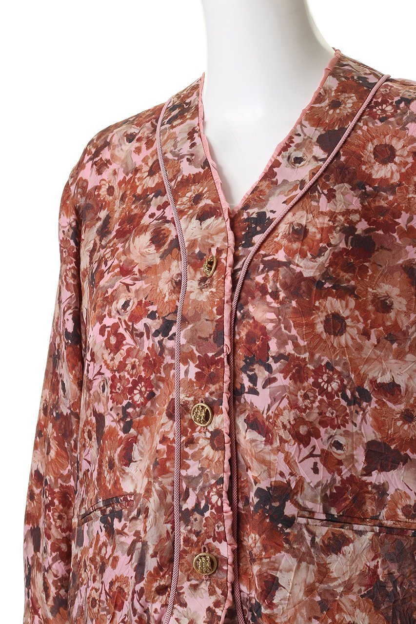 【ルール ロジェット/leur logette】のリバーシブルフラワープリントキュプラジャケット 人気、トレンドファッション・服の通販 founy(ファニー) 　ファッション　Fashion　レディースファッション　Fashion for Women　アウター　Coat / Outerwear Collection　レディースジャケット・軽アウター　Jackets　ギャザー　Gathered, Ruffled　ジャケット　Jacket, Outerwear　トリミング　Trimming, Decorative Edge　フラワー　Flower, Floral　プリント　Print, Printed Pattern　リバーシブル　Reversible, Two-Sided　無地　Plain, Solid Color　other-5|ID: prp329100004876382 ipo3291000000036372553