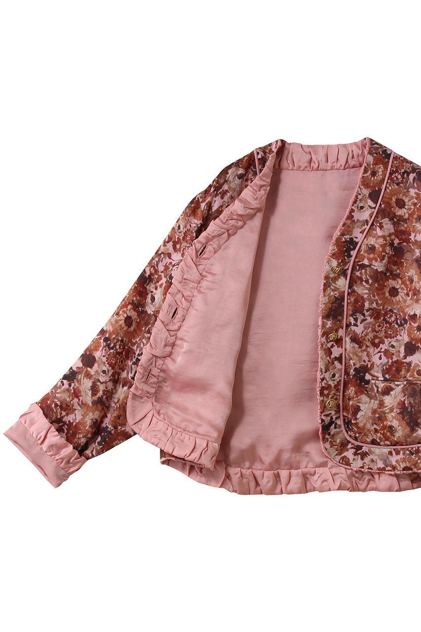 【ルール ロジェット/leur logette】のリバーシブルフラワープリントキュプラジャケット 人気、トレンドファッション・服の通販 founy(ファニー) 　ファッション　Fashion　レディースファッション　Fashion for Women　アウター　Coat / Outerwear Collection　レディースジャケット・軽アウター　Jackets　ギャザー　Gathered, Ruffled　ジャケット　Jacket, Outerwear　トリミング　Trimming, Decorative Edge　フラワー　Flower, Floral　プリント　Print, Printed Pattern　リバーシブル　Reversible, Two-Sided　無地　Plain, Solid Color　other-6|ID: prp329100004876382 ipo3291000000036372556