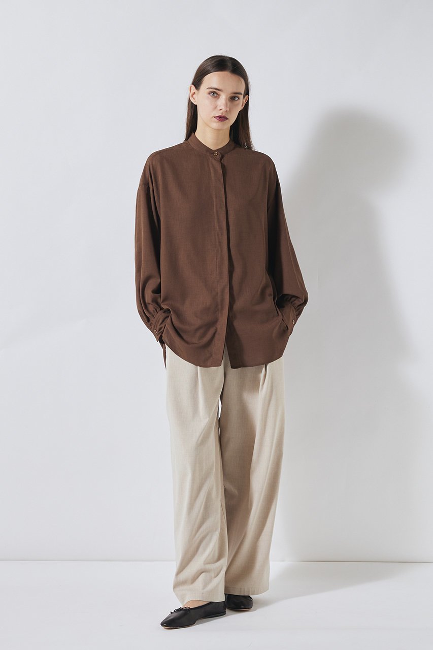 【フローレント/FLORENT】のリネンライクツイル バンドカラーシャツ 人気、トレンドファッション・服の通販 founy(ファニー) 　ファッション　Fashion　レディースファッション　Fashion for Women　トップス・カットソー　Cut & Sew Tops　シャツ・ブラウス・オフィスカジュアル　Elegant Blouses & Button-Ups　スリーブ　Sleeve, Long Sleeve / Short Sleeve　ドレープ　Drape, Draping Fabric　ファブリック　Fabric, Textile　ロング　Long, Long-Length　エレガント 上品　Elegant　ビジネス 仕事 通勤　Business / Work / Commuting　other-6|ID: prp329100004876383 ipo3291000000036372576