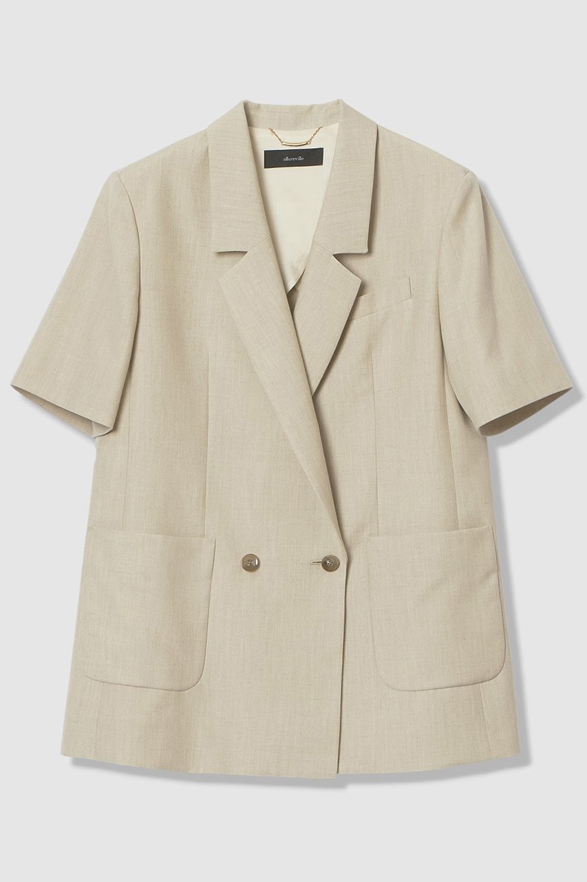 【アルアバイル/allureville】のハーフスリーブジャケット インテリア・キッズ・メンズ・レディースファッション・服の通販 founy(ファニー) 　ファッション　Fashion　レディースファッション　Fashion for Women　アウター　Coat / Outerwear Collection　レディースジャケット・軽アウター　Jackets　ジャケット　Jacket, Outerwear　ダブル　Double, Double-Breasted　リネン　Linen, Linen Fabric　半袖　Short Sleeve, Half Sleeve　ベージュ|ID: prp329100004876428 ipo3291000000036372934