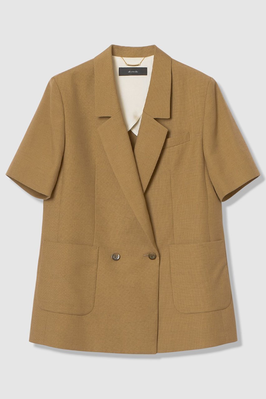 【アルアバイル/allureville】のハーフスリーブジャケット インテリア・キッズ・メンズ・レディースファッション・服の通販 founy(ファニー) 　ファッション　Fashion　レディースファッション　Fashion for Women　アウター　Coat / Outerwear Collection　レディースジャケット・軽アウター　Jackets　ジャケット　Jacket, Outerwear　ダブル　Double, Double-Breasted　リネン　Linen, Linen Fabric　半袖　Short Sleeve, Half Sleeve　キャメル|ID: prp329100004876428 ipo3291000000036372936