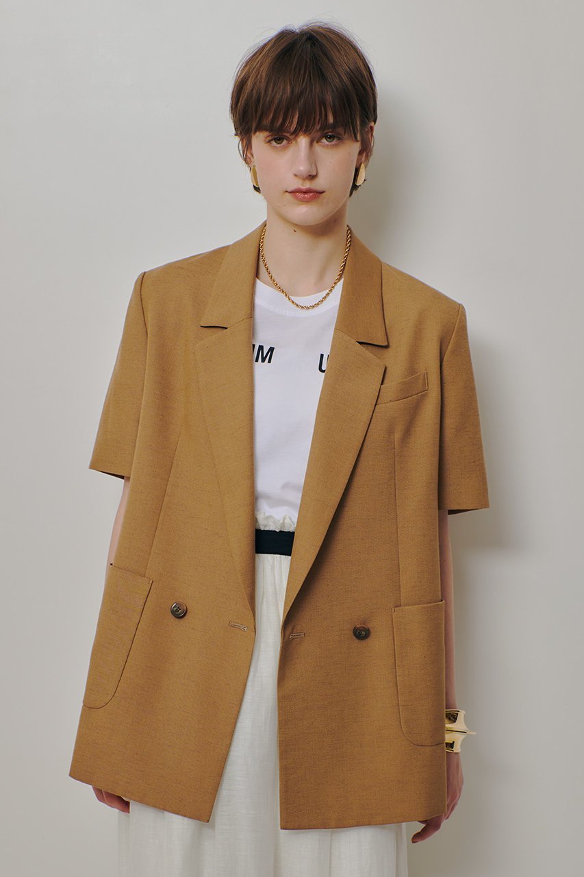 【アルアバイル/allureville】のハーフスリーブジャケット 人気、トレンドファッション・服の通販 founy(ファニー) 　ファッション　Fashion　レディースファッション　Fashion for Women　アウター　Coat / Outerwear Collection　レディースジャケット・軽アウター　Jackets　ジャケット　Jacket, Outerwear　ダブル　Double, Double-Breasted　リネン　Linen, Linen Fabric　半袖　Short Sleeve, Half Sleeve　other-8|ID: prp329100004876428 ipo3291000000036372949