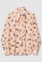 【アルアバイル/allureville】の【LOULOU WILLOUGHBY】レタープリントシャツブラウス 人気、トレンドファッション・服の通販 founy(ファニー) ファッション Fashion レディースファッション Fashion for Women トップス・カットソー Cut & Sew Tops シャツ・ブラウス・オフィスカジュアル Elegant Blouses & Button-Ups アシンメトリー Asymmetrical Style スリーブ Sleeve, Long Sleeve / Short Sleeve プリント Print, Printed Pattern モチーフ Motif, Design Theme リボン Ribbon, Bow ロング Long, Long-Length 新作・新入荷 New Arrivals / New In thumbnail ピンク|ID: prp329100004876429 ipo3291000000036372954