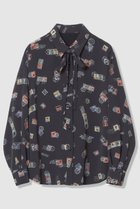 【アルアバイル/allureville】の【LOULOU WILLOUGHBY】レタープリントシャツブラウス 人気、トレンドファッション・服の通販 founy(ファニー) ファッション Fashion レディースファッション Fashion for Women トップス・カットソー Cut & Sew Tops シャツ・ブラウス・オフィスカジュアル Elegant Blouses & Button-Ups アシンメトリー Asymmetrical Style スリーブ Sleeve, Long Sleeve / Short Sleeve プリント Print, Printed Pattern モチーフ Motif, Design Theme リボン Ribbon, Bow ロング Long, Long-Length 新作・新入荷 New Arrivals / New In thumbnail ネイビー|ID: prp329100004876429 ipo3291000000036372955