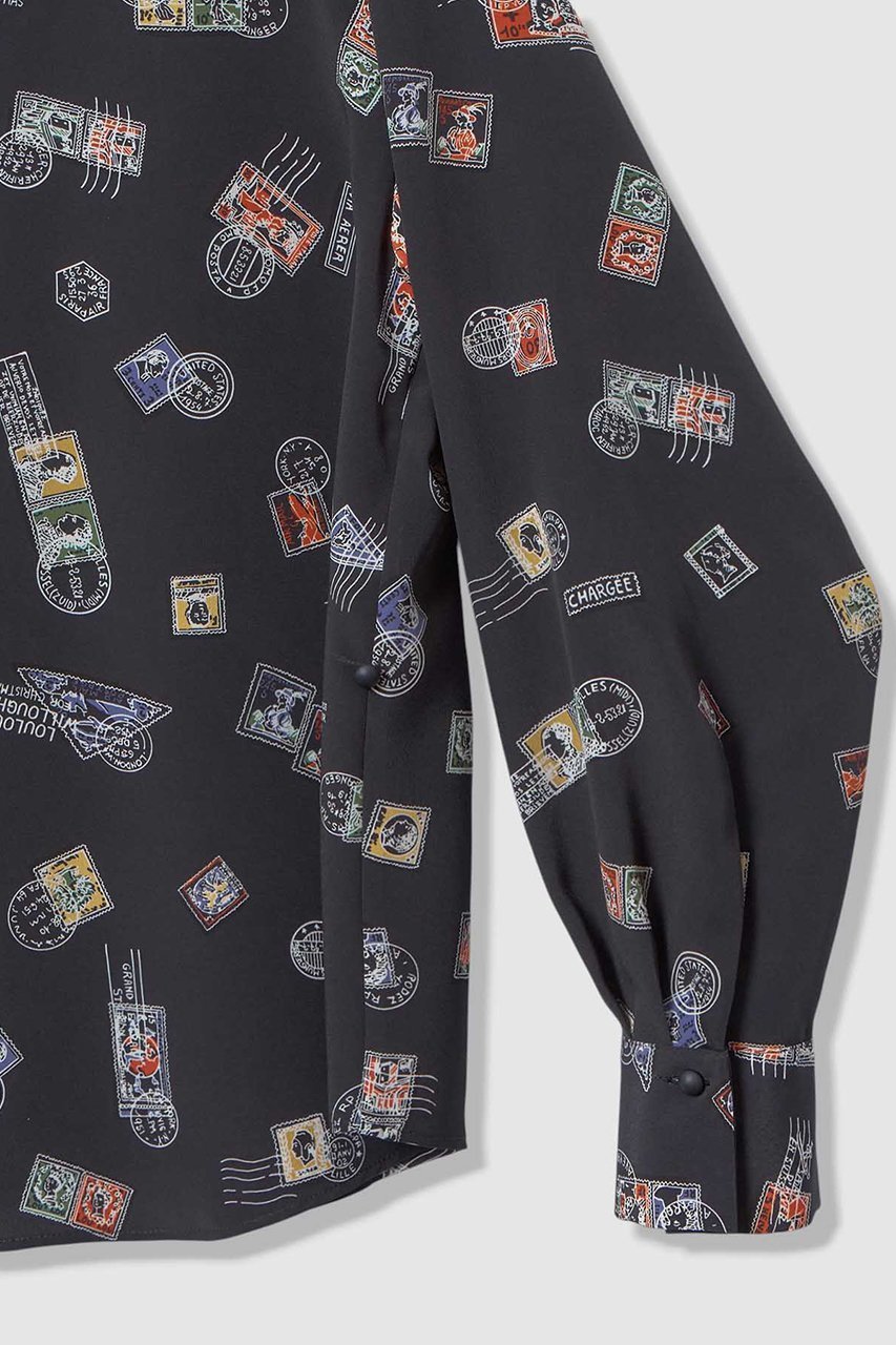 【アルアバイル/allureville】の【LOULOU WILLOUGHBY】レタープリントシャツブラウス 人気、トレンドファッション・服の通販 founy(ファニー) 　ファッション　Fashion　レディースファッション　Fashion for Women　トップス・カットソー　Cut & Sew Tops　シャツ・ブラウス・オフィスカジュアル　Elegant Blouses & Button-Ups　アシンメトリー　Asymmetrical Style　スリーブ　Sleeve, Long Sleeve / Short Sleeve　プリント　Print, Printed Pattern　モチーフ　Motif, Design Theme　リボン　Ribbon, Bow　ロング　Long, Long-Length　新作・新入荷　New Arrivals / New In　other-6|ID: prp329100004876429 ipo3291000000036372966