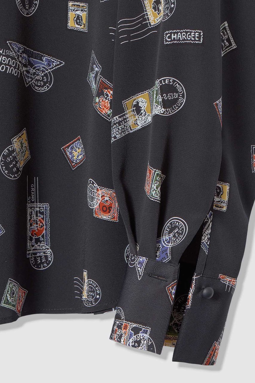 【アルアバイル/allureville】の【LOULOU WILLOUGHBY】レタープリントシャツブラウス 人気、トレンドファッション・服の通販 founy(ファニー) 　ファッション　Fashion　レディースファッション　Fashion for Women　トップス・カットソー　Cut & Sew Tops　シャツ・ブラウス・オフィスカジュアル　Elegant Blouses & Button-Ups　アシンメトリー　Asymmetrical Style　スリーブ　Sleeve, Long Sleeve / Short Sleeve　プリント　Print, Printed Pattern　モチーフ　Motif, Design Theme　リボン　Ribbon, Bow　ロング　Long, Long-Length　新作・新入荷　New Arrivals / New In　other-7|ID: prp329100004876429 ipo3291000000036372968