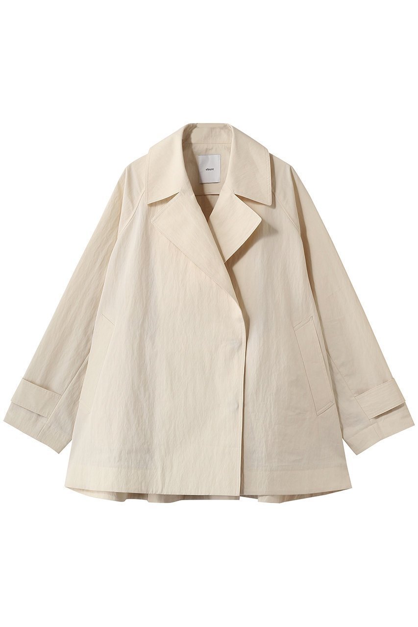 【エブール/ebure】のライトシュリンクコットン ショートコート インテリア・キッズ・メンズ・レディースファッション・服の通販 founy(ファニー) 　ファッション　Fashion　レディースファッション　Fashion for Women　アウター　Coat / Outerwear Collection　コート・ロングコート・ピーコート　Long Coats, Peacoats & More　おすすめ　Recommended / Our Picks　ショート　Short, Short Length　ダブル　Double, Double-Breasted　ツイル　Twist, Twisted Detail　ワッシャー　Washer, Crinkled Finish　再入荷　Restock / Back in Stock　ライトベージュ|ID: prp329100004876438 ipo3291000000036373040