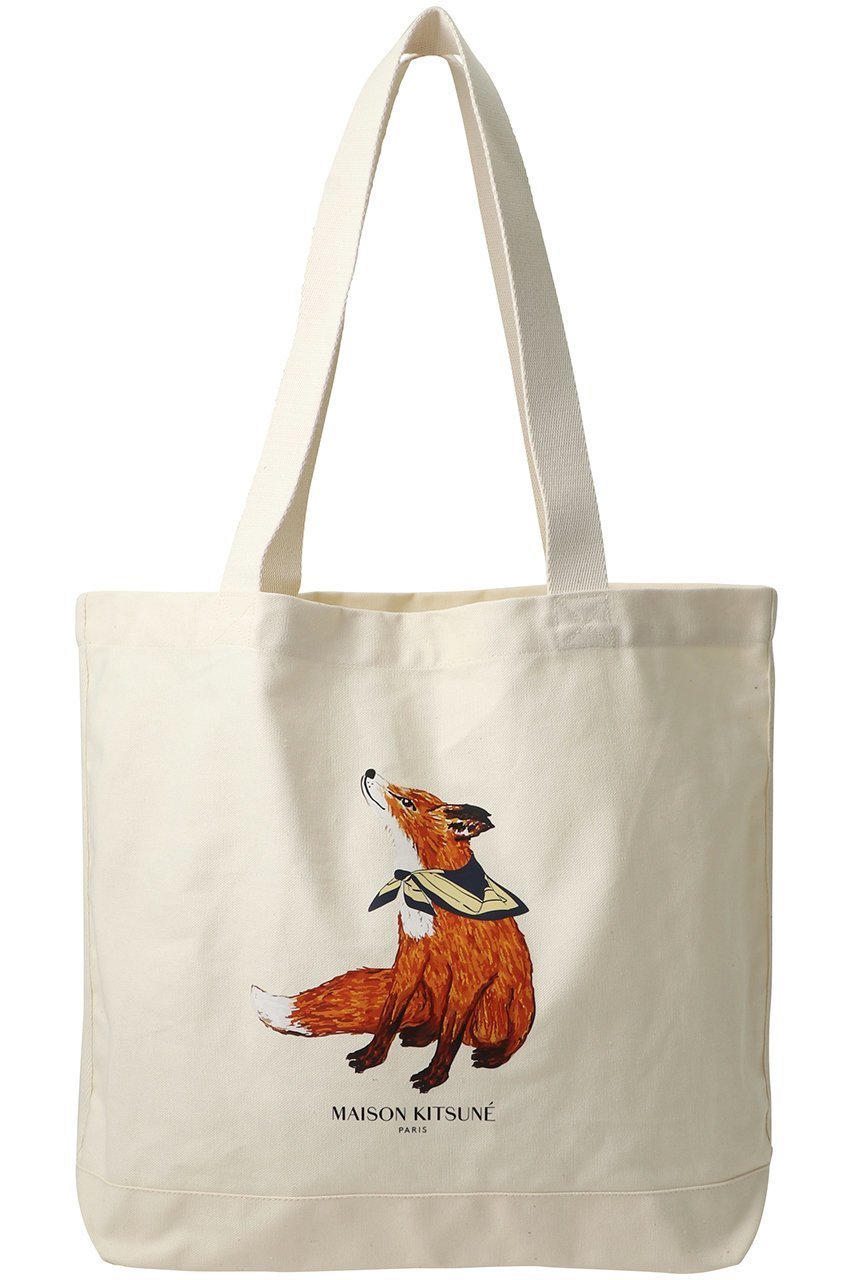 【メゾン キツネ/MAISON KITSUNE】の【UNISEX】DREAMING FOX トートバッグ インテリア・キッズ・メンズ・レディースファッション・服の通販 founy(ファウニー) 　ファッション　Fashion　レディースファッション　Fashion for Women　バッグ　Bags　ユニセックス　Unisex, Genderless　おすすめ　Recommended / Our Picks　キャンバス　Canvas, Canvas Fabric　スクエア　Square, Square Shape　フロント　Front, Front Design　プリント　Print, Printed Pattern　ワーク　Workwear, Utility Style　旅行　Travel　エクリュ|ID: prp329100004876446 ipo3291000000036716963