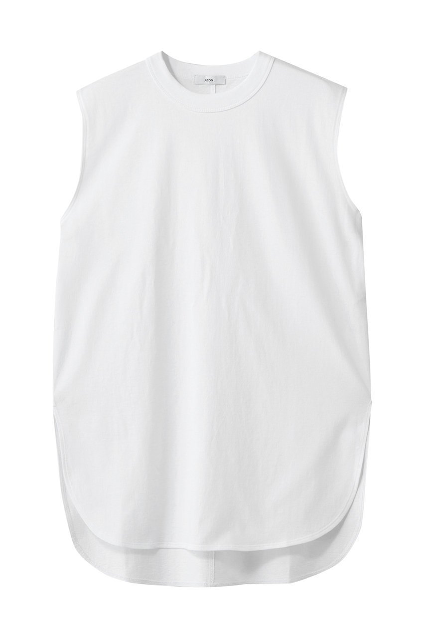 【エイトン/ATON】のDRY コットン ジャージー ラウンド ヘム タンクトップ インテリア・キッズ・メンズ・レディースファッション・服の通販 founy(ファウニー) 　ファッション　Fashion　レディースファッション　Fashion for Women　トップス・カットソー　Cut & Sew Tops　キャミソール&ノースリーブ　Camisoles & Sleeveless Tops　シャツ・ブラウス・オフィスカジュアル　Elegant Blouses & Button-Ups　ロングTシャツ・Tシャツ　Longline T-Shirts & Tees　カットソー・ベーシックTシャツ　Cut-and-Sewn Tops / Stretch Tees & Basics　カットオフ　Cut-Off Design　キャミソール　Camisole, Spaghetti Strap Top　タンク　Tank Top, Sleeveless Top　ボックス　Boxy, Box Shape　ボトム　Bottoms, Lower Wear　ラウンド　Round, Round Neck　吸水　Absorbent, Quick-Dry　ウェイト|ID: prp329100004876516 ipo3291000000037023053