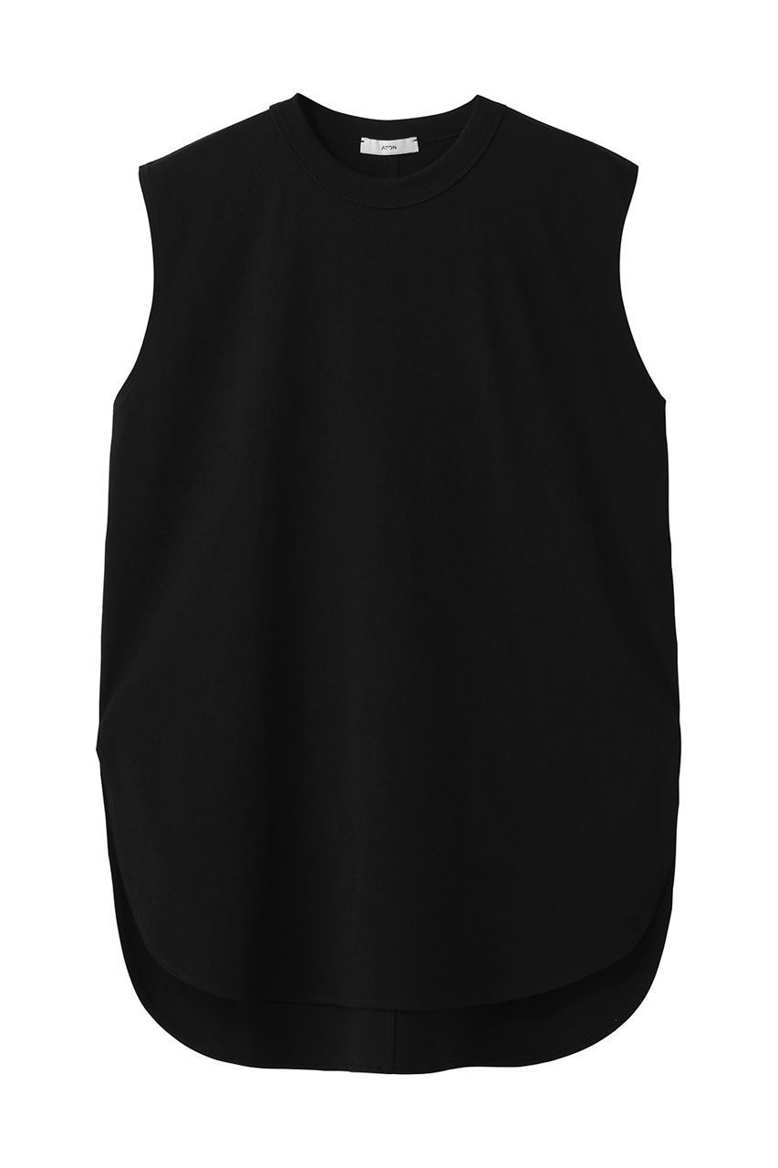 【エイトン/ATON】のDRY コットン ジャージー ラウンド ヘム タンクトップ インテリア・キッズ・メンズ・レディースファッション・服の通販 founy(ファウニー) 　ファッション　Fashion　レディースファッション　Fashion for Women　トップス・カットソー　Cut & Sew Tops　キャミソール&ノースリーブ　Camisoles & Sleeveless Tops　シャツ・ブラウス・オフィスカジュアル　Elegant Blouses & Button-Ups　ロングTシャツ・Tシャツ　Longline T-Shirts & Tees　カットソー・ベーシックTシャツ　Cut-and-Sewn Tops / Stretch Tees & Basics　カットオフ　Cut-Off Design　キャミソール　Camisole, Spaghetti Strap Top　タンク　Tank Top, Sleeveless Top　ボックス　Boxy, Box Shape　ボトム　Bottoms, Lower Wear　ラウンド　Round, Round Neck　吸水　Absorbent, Quick-Dry　ブラック|ID: prp329100004876516 ipo3291000000037023055