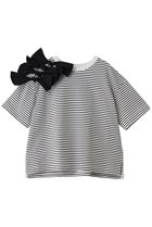 【ティアラ/Tiara】のショルダーリボンTシャツ ホワイト×ブラック|ID: prp329100004876526 ipo3291000000036900087