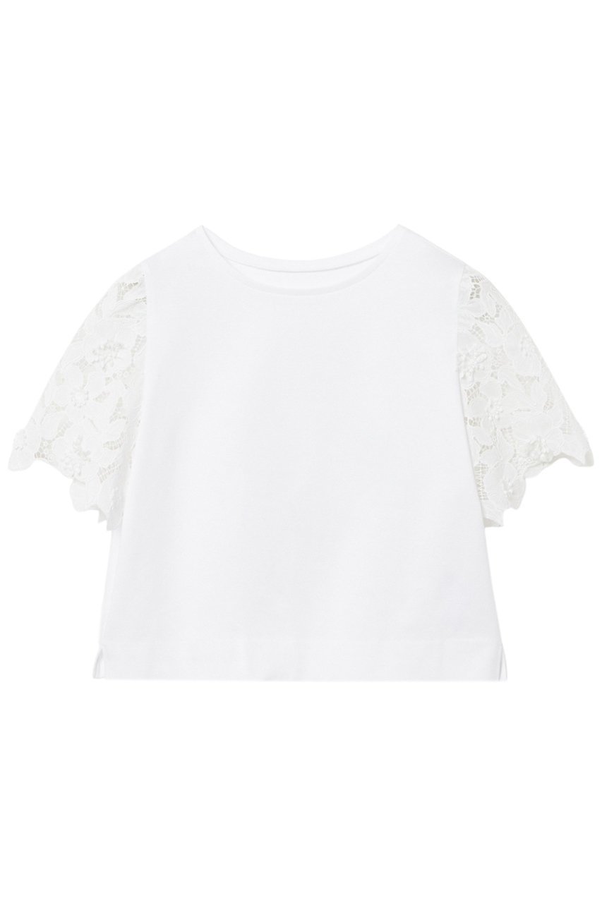 【アナイ/ANAYI】のコンパクトポンチスカラップ袖 プルオーバー 人気、トレンドファッション・服の通販 founy(ファニー) 　ファッション　Fashion　レディースファッション　Fashion for Women　トップス・カットソー　Cut & Sew Tops　シャツ・ブラウス・オフィスカジュアル　Elegant Blouses & Button-Ups　ロングTシャツ・Tシャツ　Longline T-Shirts & Tees　カジュアルプルオーバー・ニットトップス　Pullovers & Knit Tops / Casual Pullovers　カットソー・ベーシックTシャツ　Cut-and-Sewn Tops / Stretch Tees & Basics　カットソー　Cut and Sewn Top　クロップド　Cropped, Short Length　コンパクト　Compact, Small Size　コンビ　Combo, Combination Style　ショート　Short, Short Length　スリーブ　Sleeve, Long Sleeve / Short Sleeve　フラワー　Flower, Floral　レース　Lace, Lace Fabric　ワーク　Workwear, Utility Style　エレガント 上品　Elegant　 other-1|ID: prp329100004876545 ipo3291000000036373861